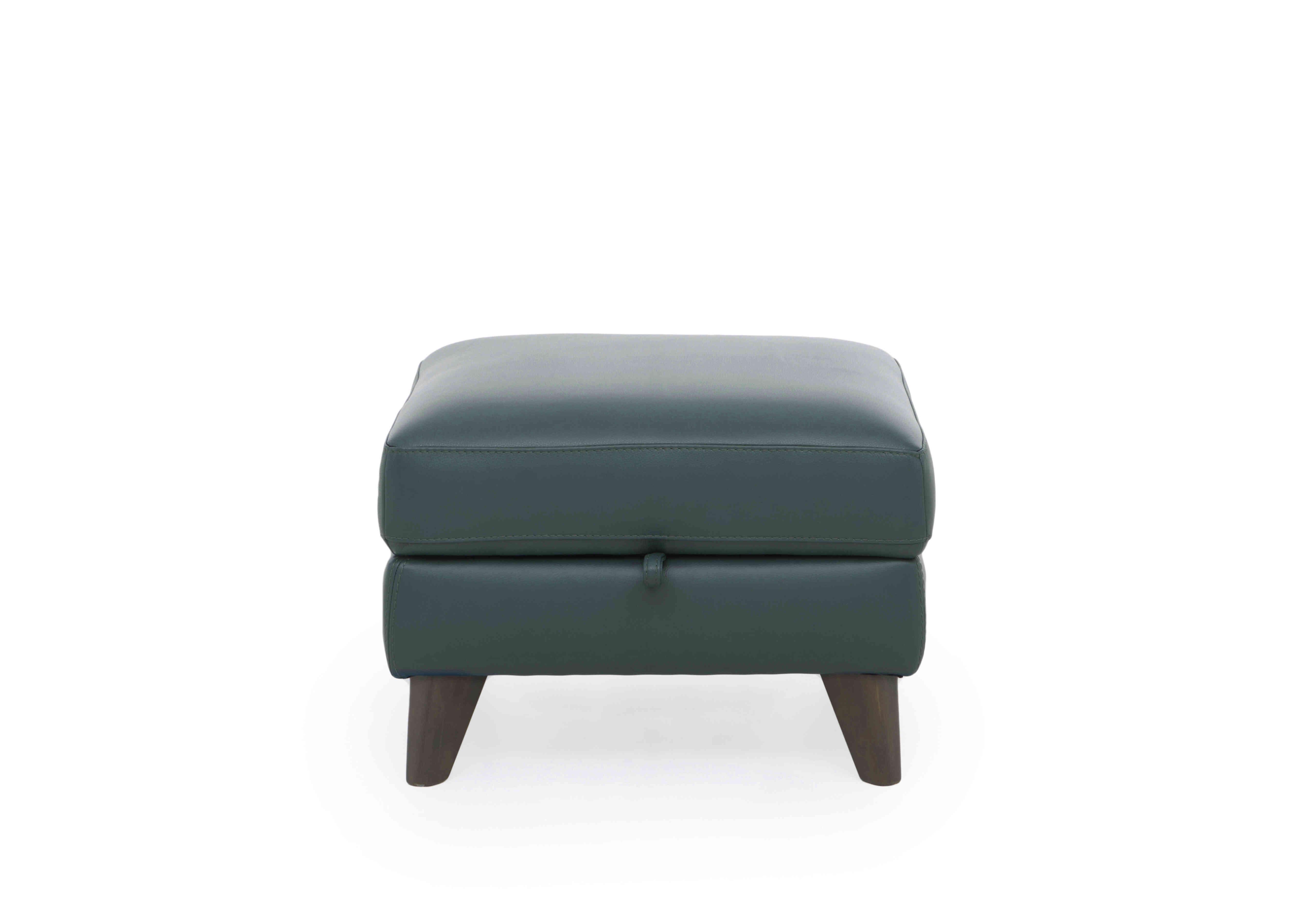 Jules Leather Storage Stool in Bv-301e Lake Green on Furniture Village