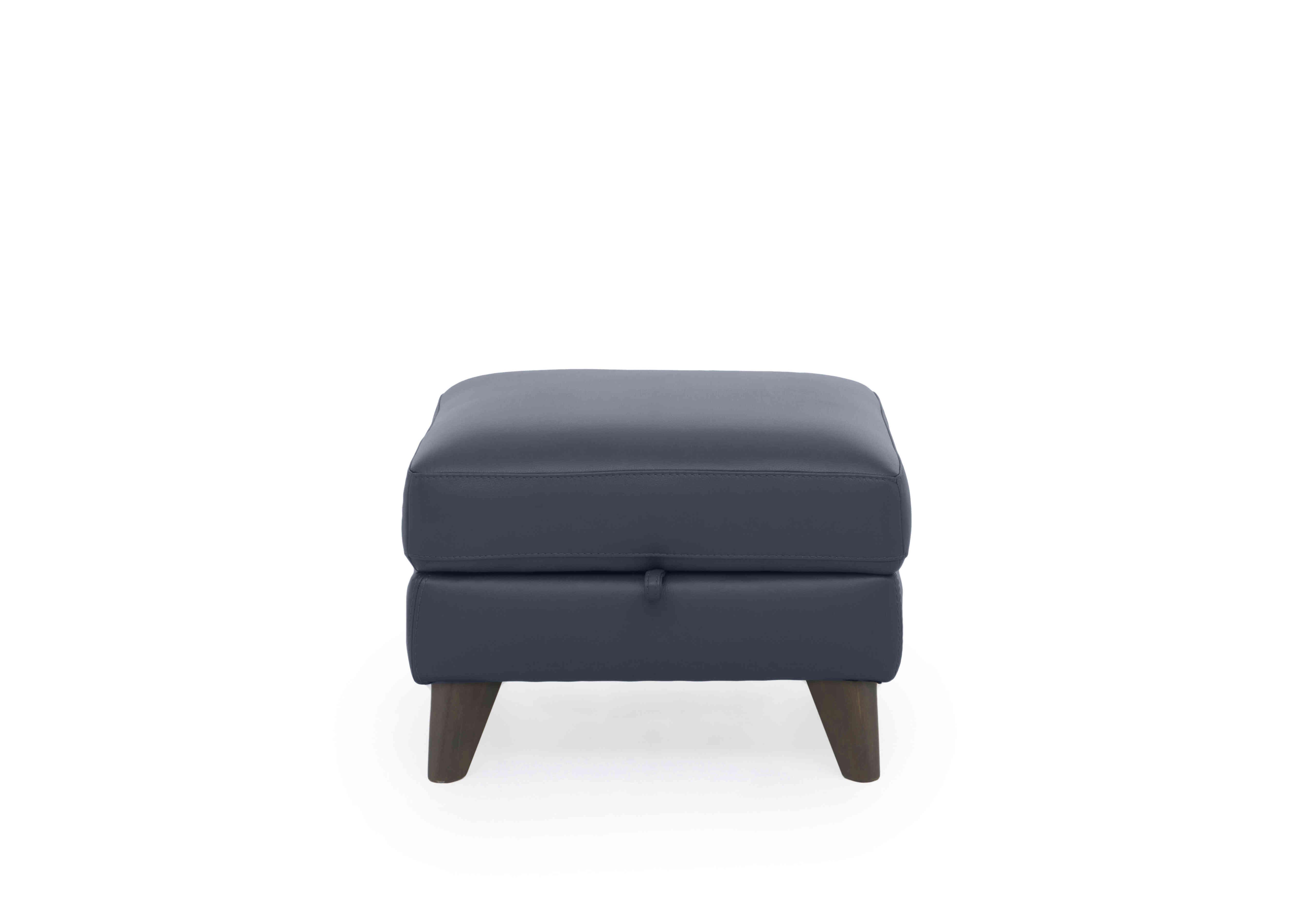 Jules Leather Storage Stool in Hw-313e Ocean Blue on Furniture Village