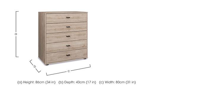 Dallas 80cm 5 Drawer Chest in  on Furniture Village