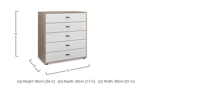 Dallas 80cm 5 Drawer Glass Chest in  on Furniture Village