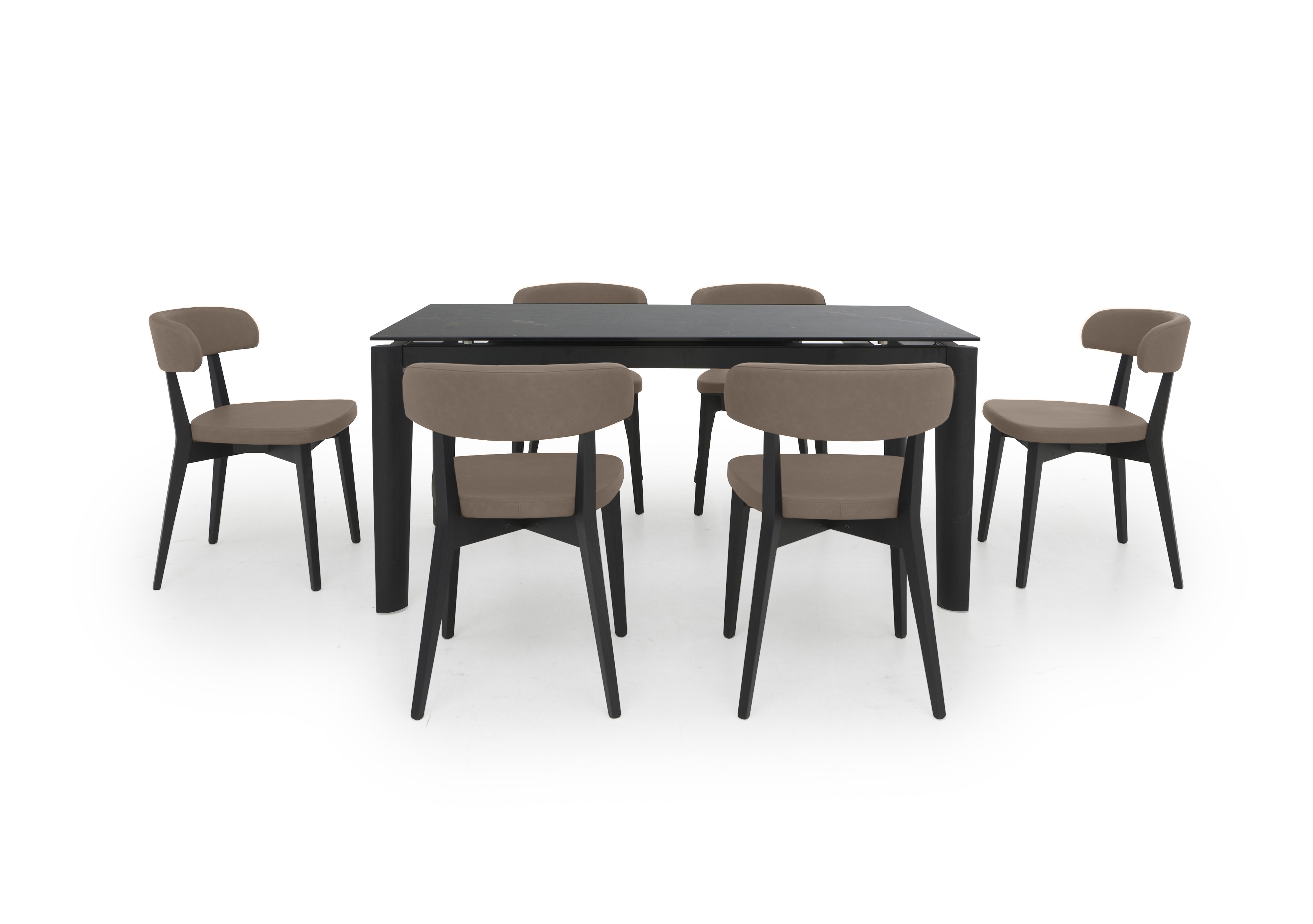 Lord Extending Dining Table and 6 Siren Dining Chairs in Calacatta Desert Graphite on Furniture Village