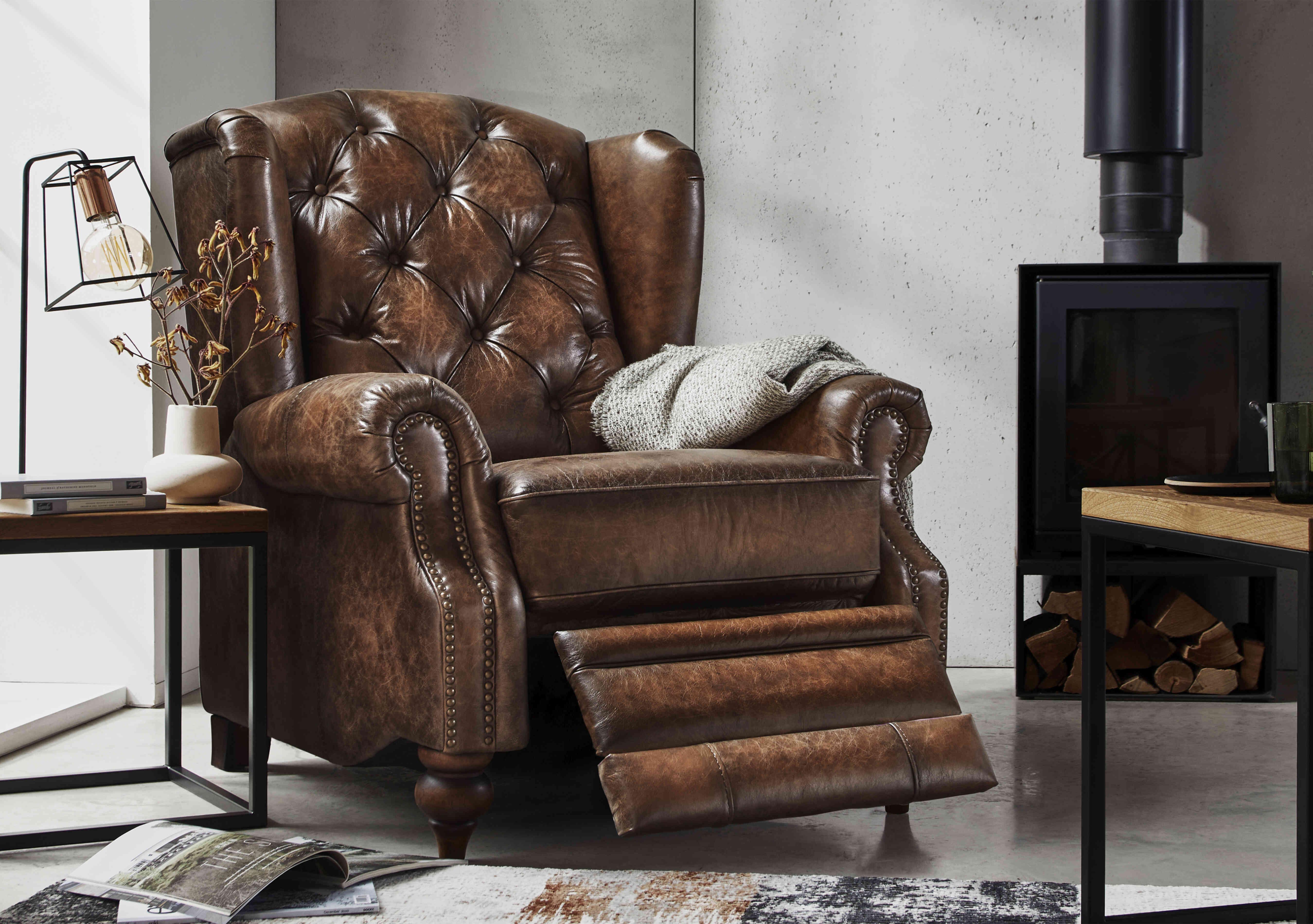 Shackleton Leather Power Recliner Wing Chair in  on Furniture Village