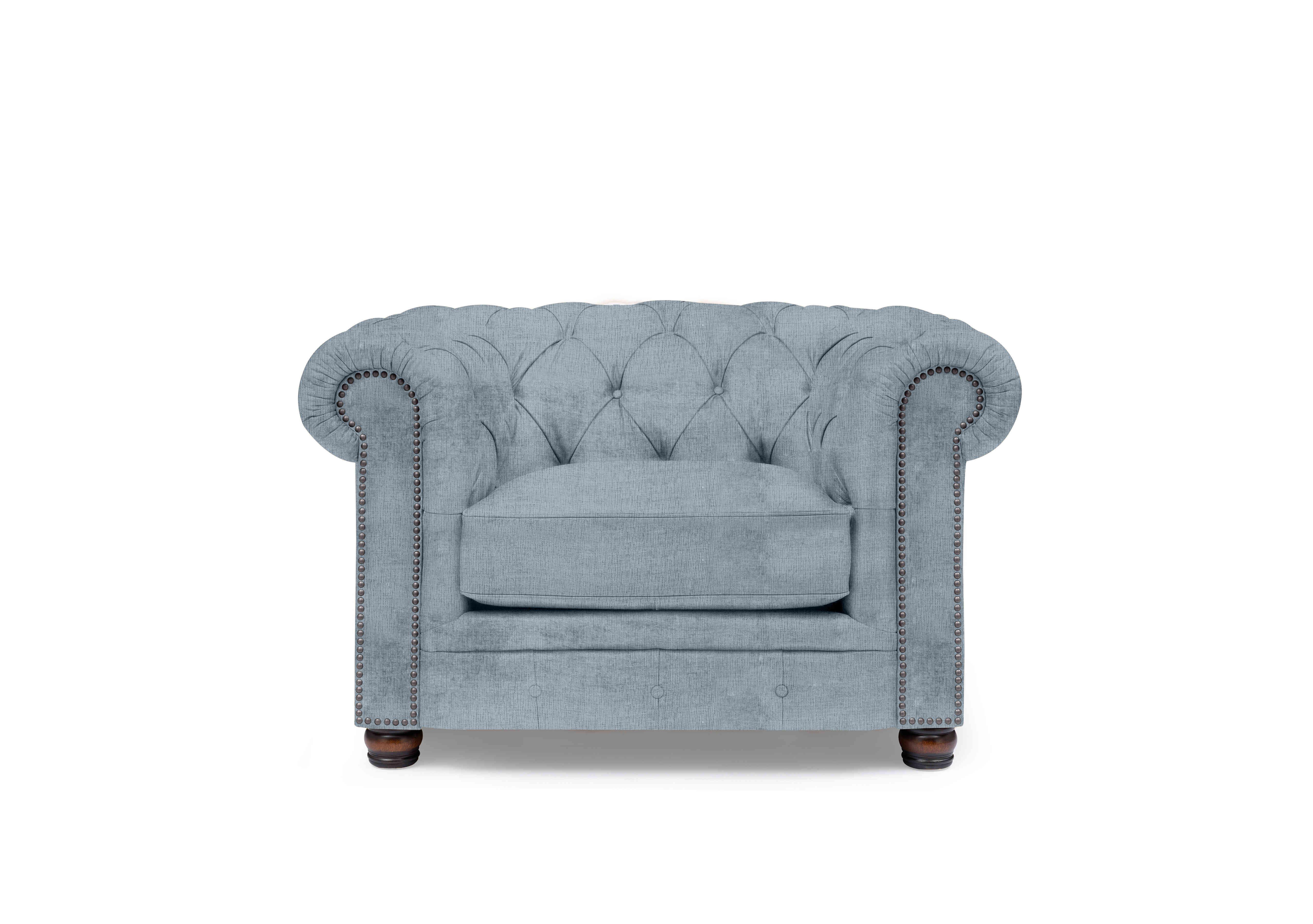 Shackleton Fabric Chesterfield Chair with USB-C in X1-A609 Boathouse Blue on Furniture Village