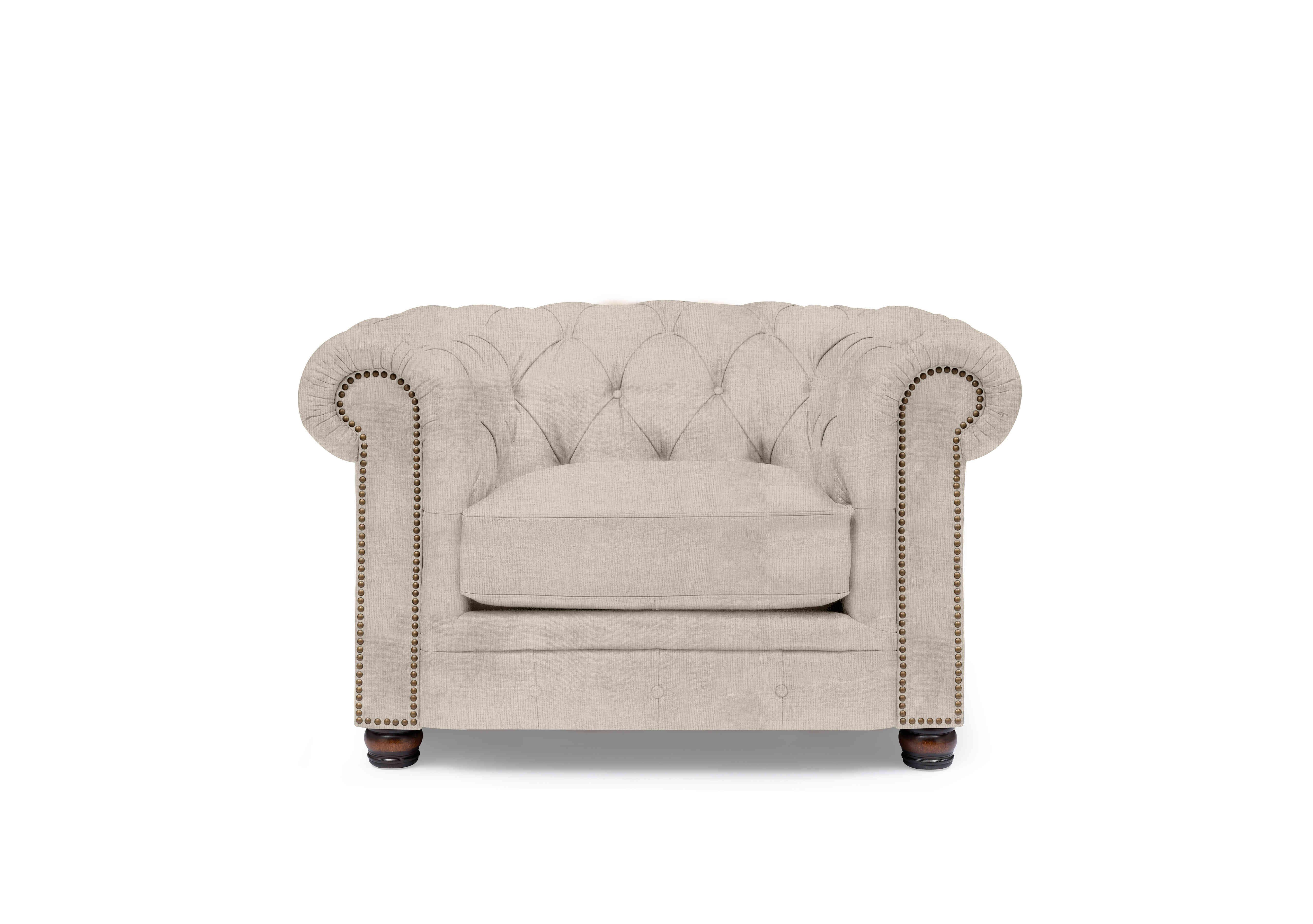 Shackleton Fabric Chesterfield Chair with USB-C in X3-A603 Stone Hearth on Furniture Village