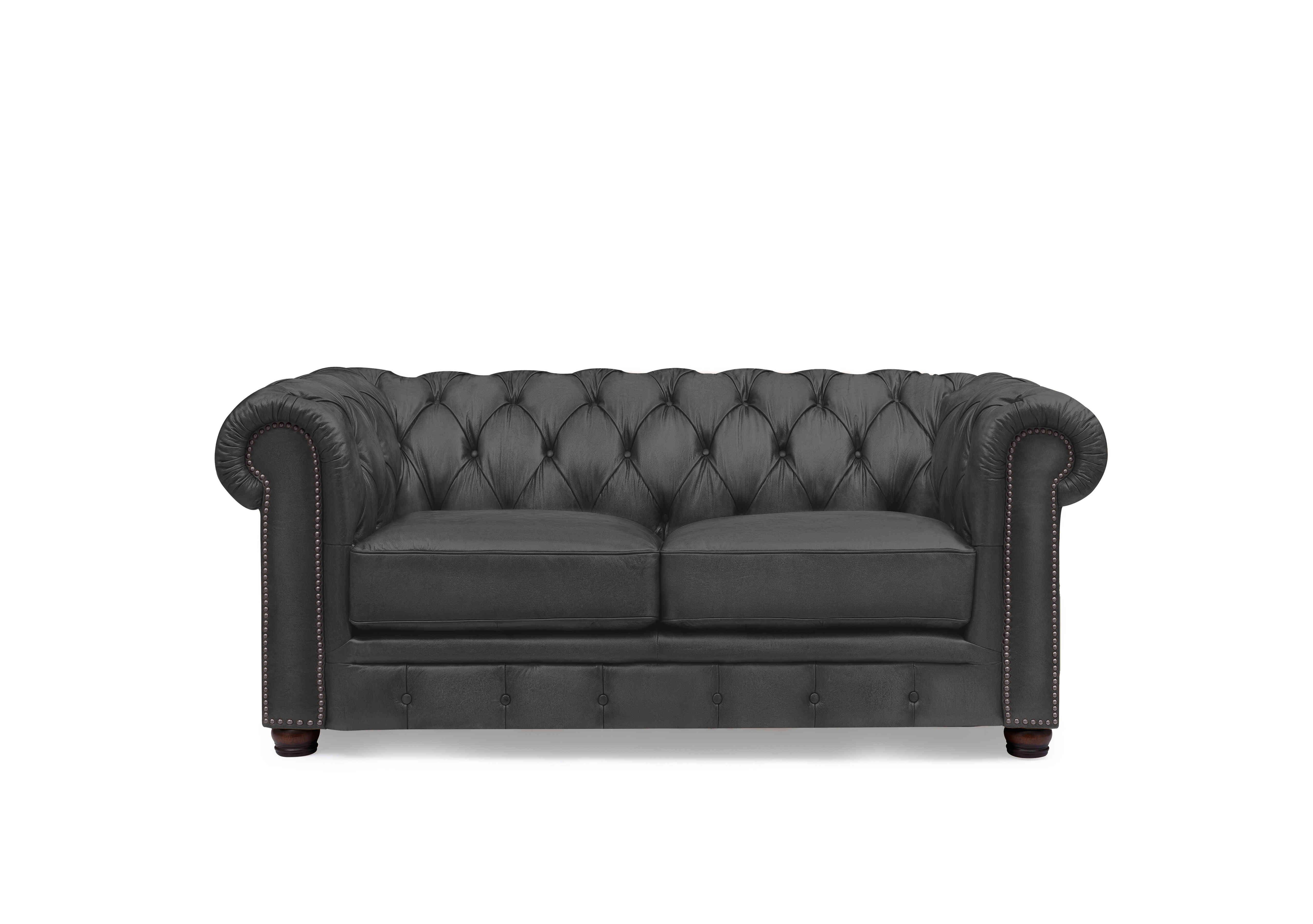 Shackleton 2 Seater Leather Chesterfield Sofa with USB-C in X1-2088ls Coal Dust on Furniture Village