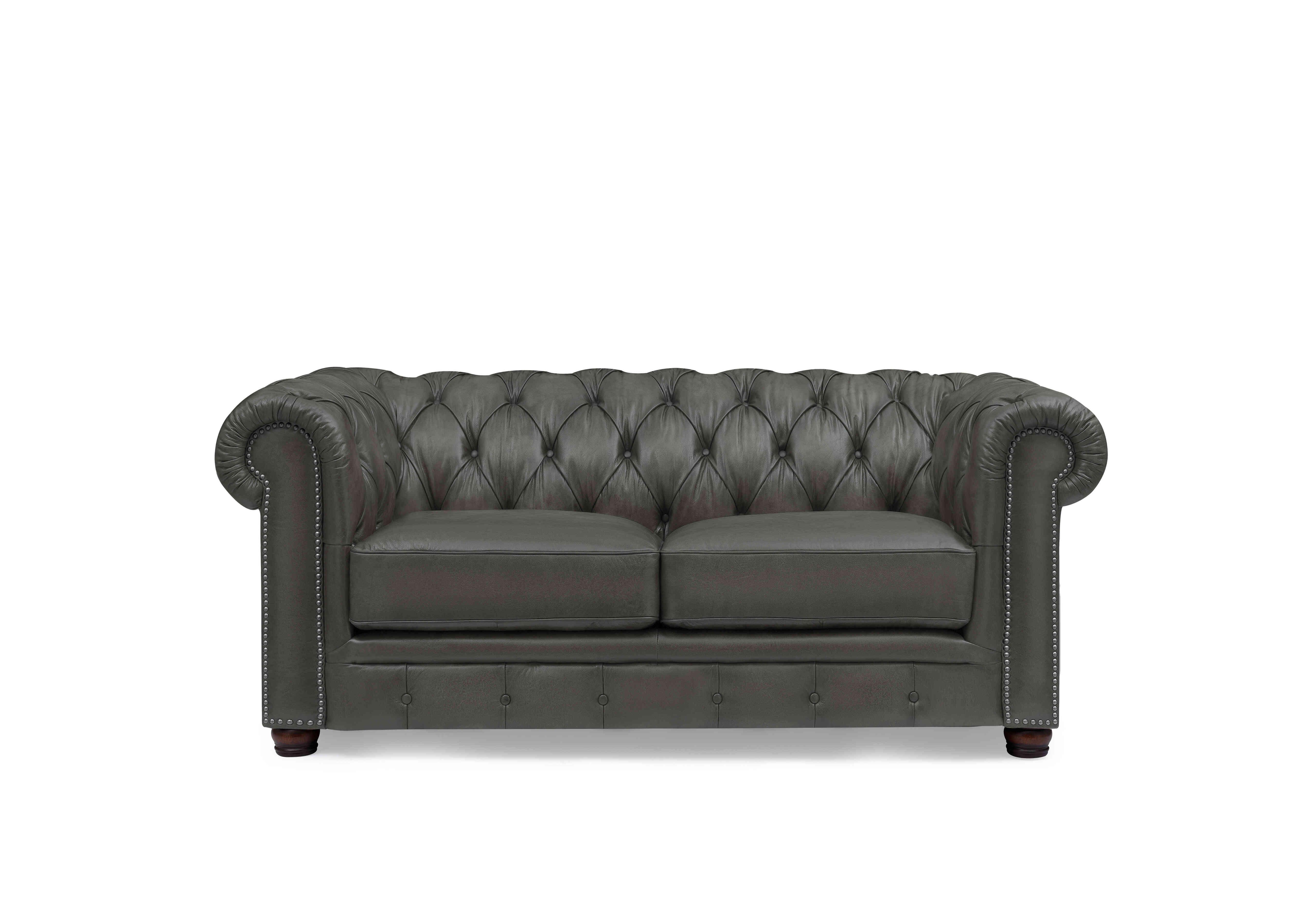 Shackleton 2 Seater Leather Chesterfield Sofa with USB-C in X3y2-1966ls Granite on Furniture Village