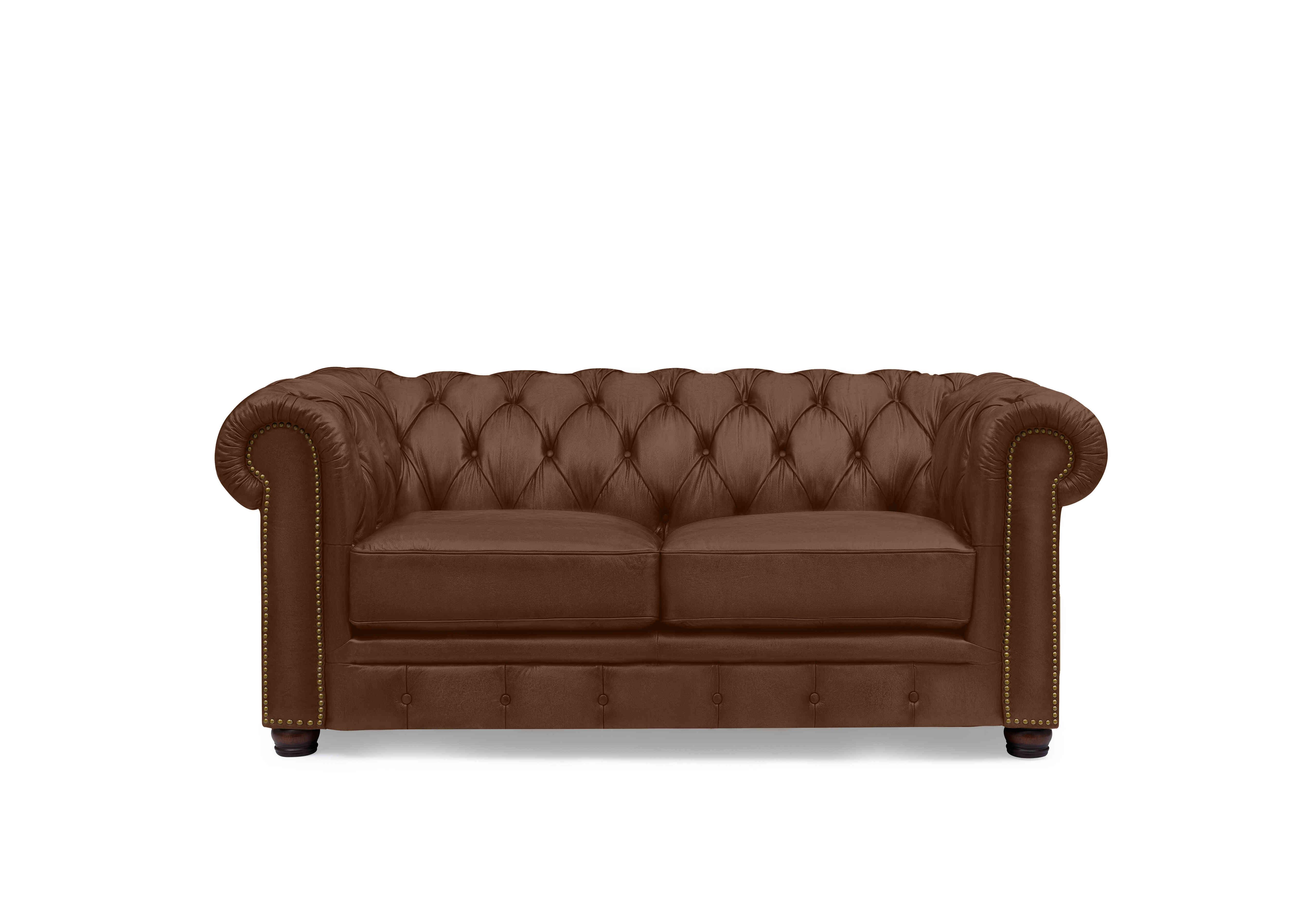Shackleton 2 Seater Leather Chesterfield Sofa in X3-1569ls Cedar Brown on Furniture Village