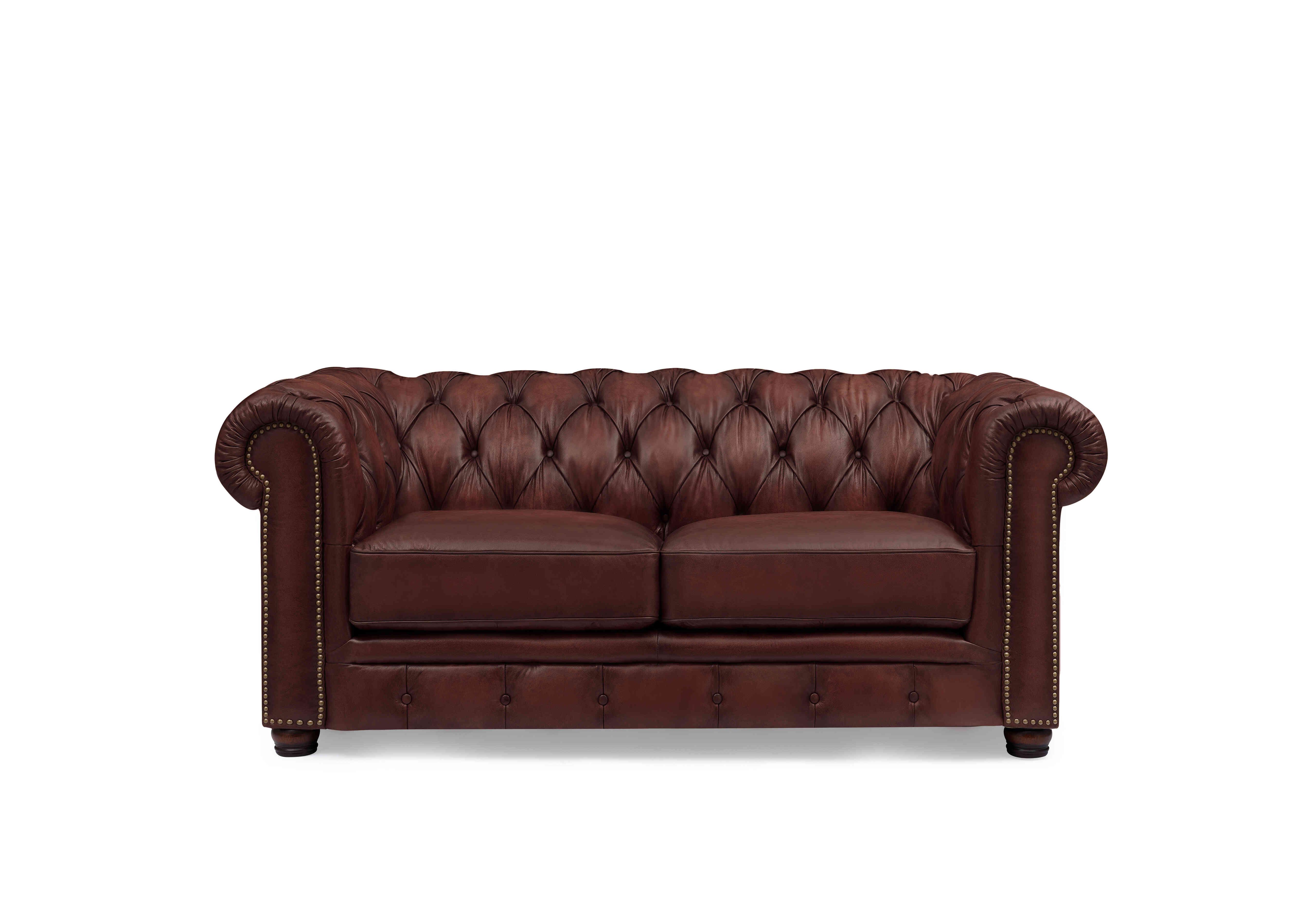 Shackleton 2 Seater Leather Chesterfield Sofa in X3y1-1964ls Merlot on Furniture Village