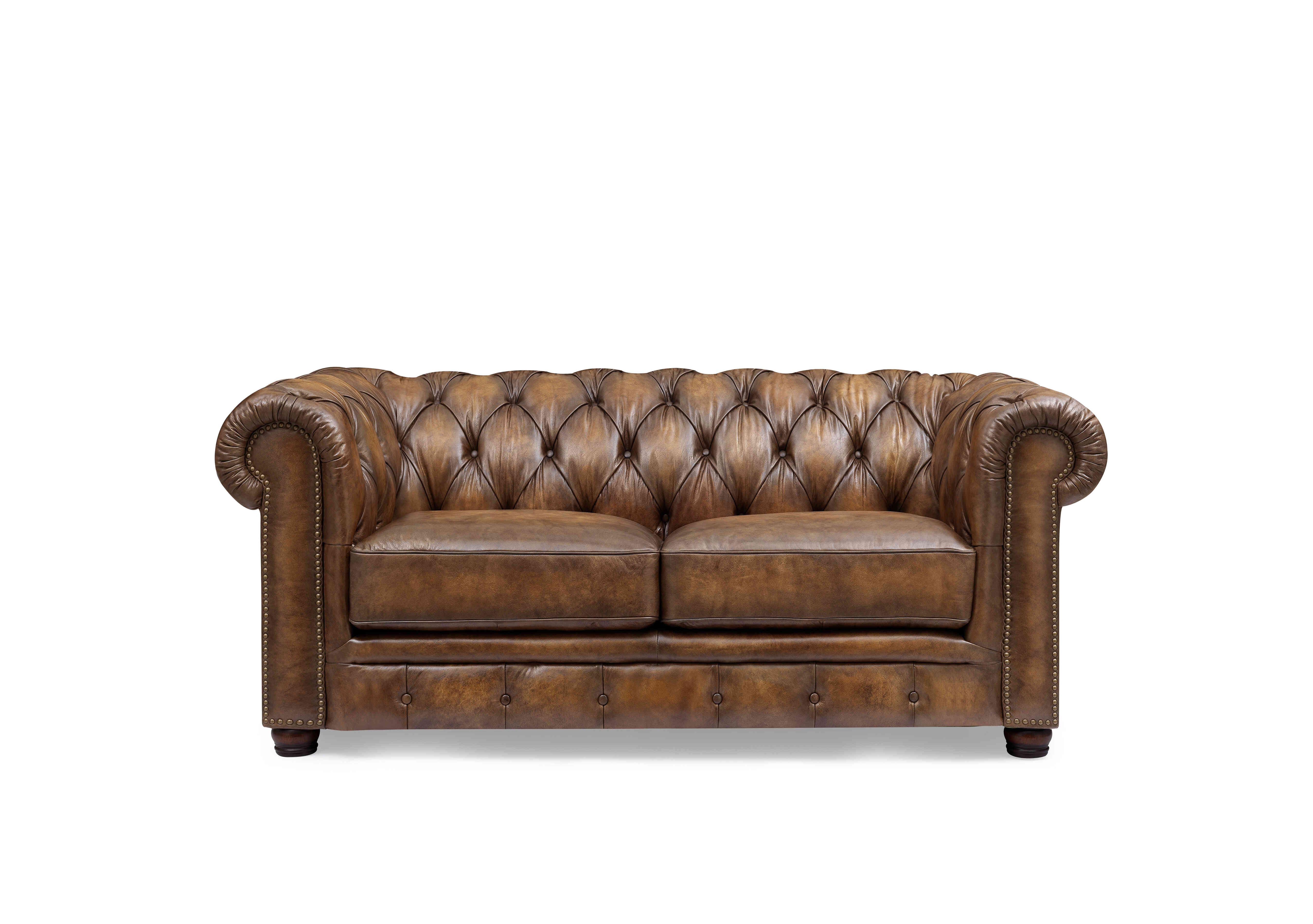 Shackleton 2 Seater Leather Chesterfield Sofa in X3y1-1981ls Saddle on Furniture Village