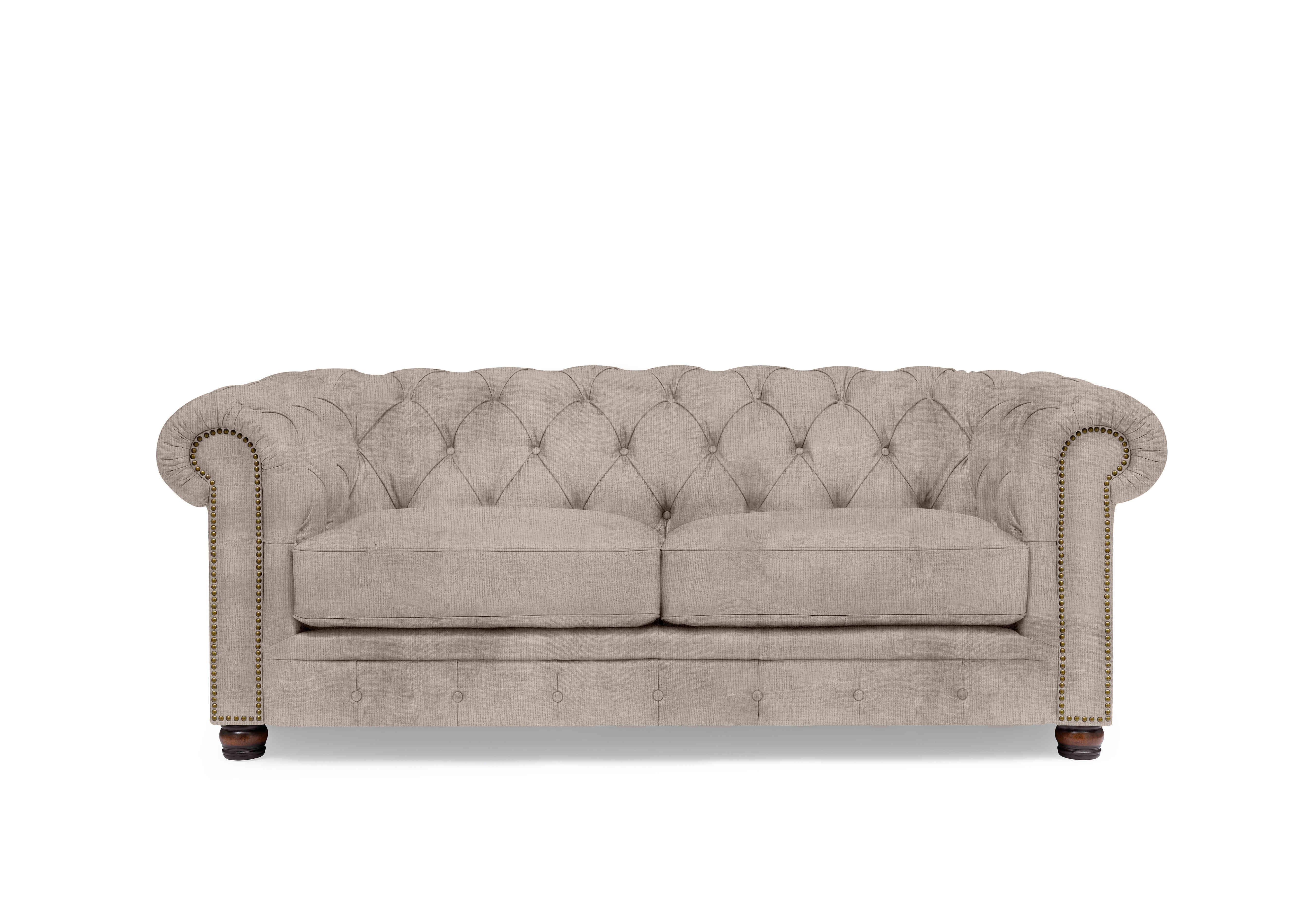 Shackleton 3 Seater Fabric Chesterfield Sofa in X3-A607 Bailey Brown on Furniture Village