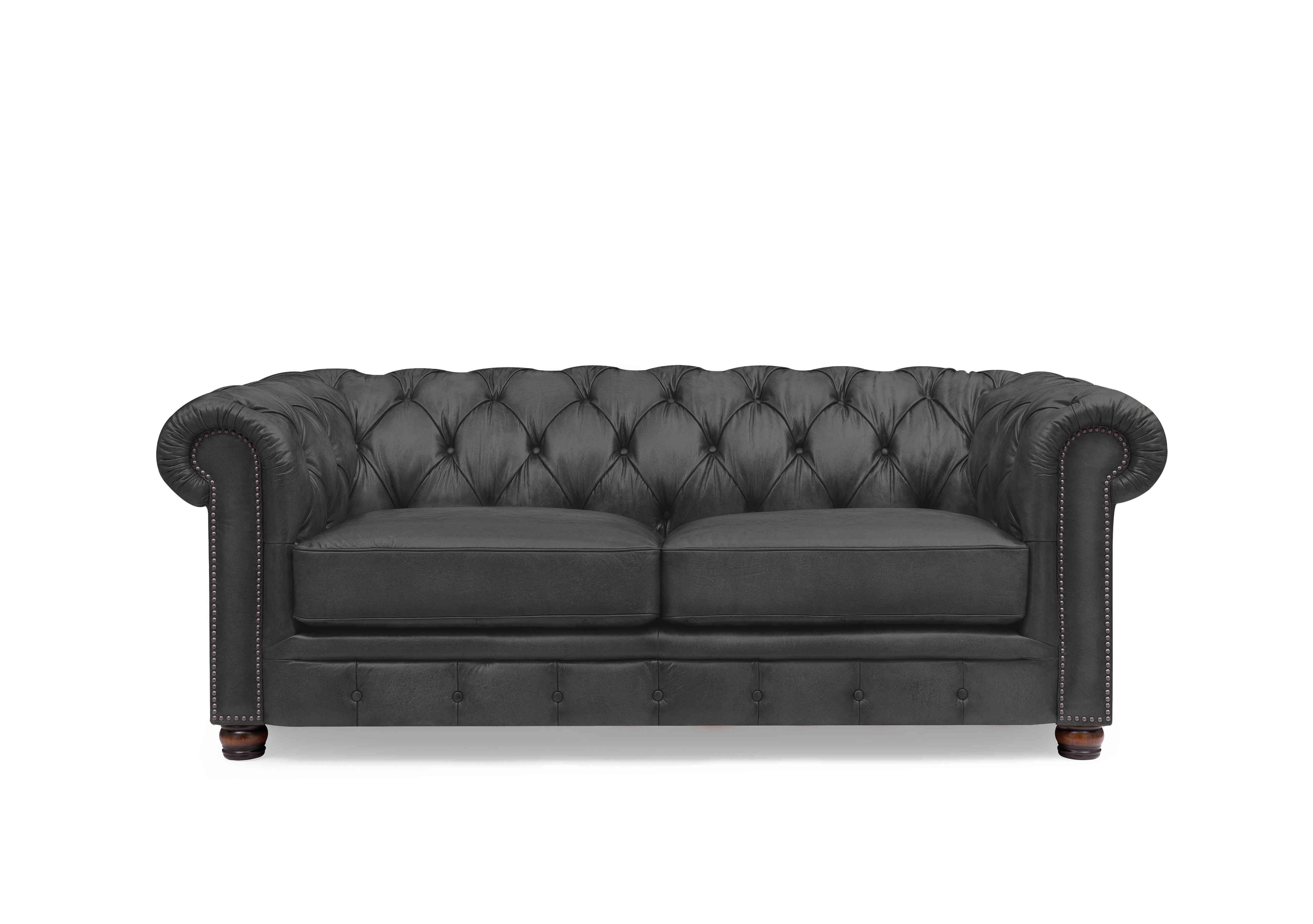 Shackleton 3 Seater Leather Chesterfield Sofa in X1-2088ls Coal Dust on Furniture Village