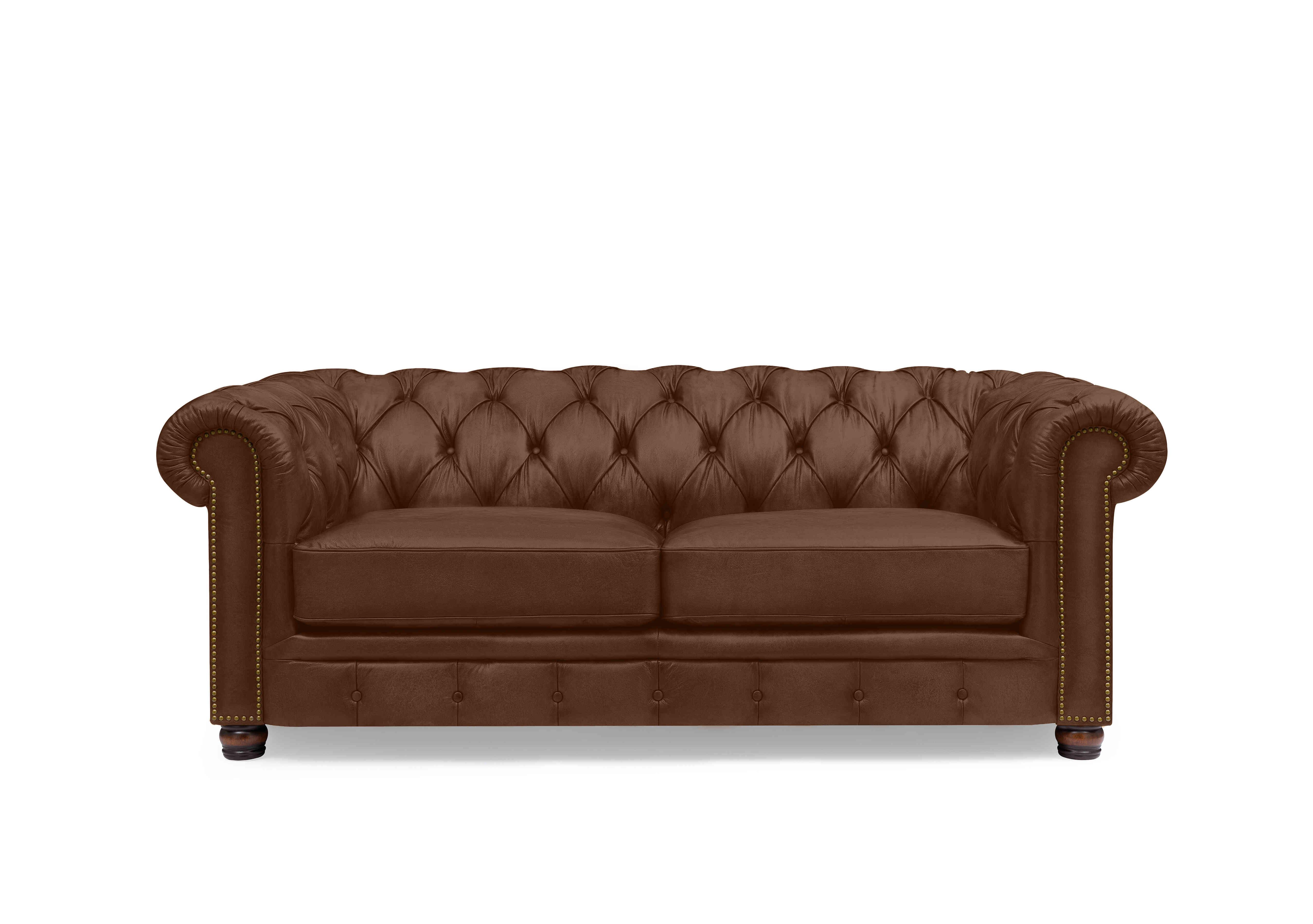 Shackleton 3 Seater Leather Chesterfield Sofa in X3-1569ls Cedar Brown on Furniture Village