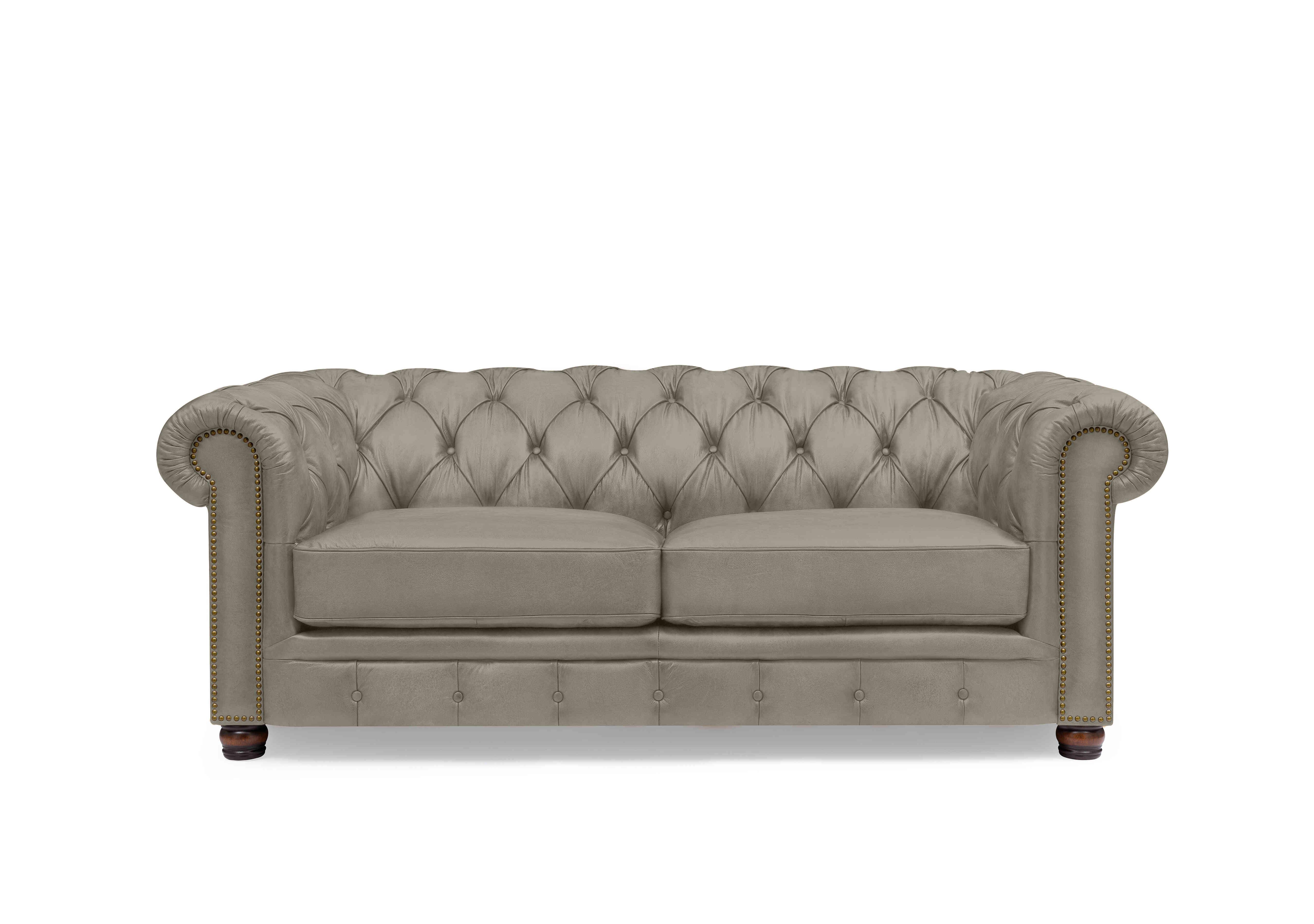 Shackleton 3 Seater Leather Chesterfield Sofa in X3-2083ls Urbane Gry on Furniture Village