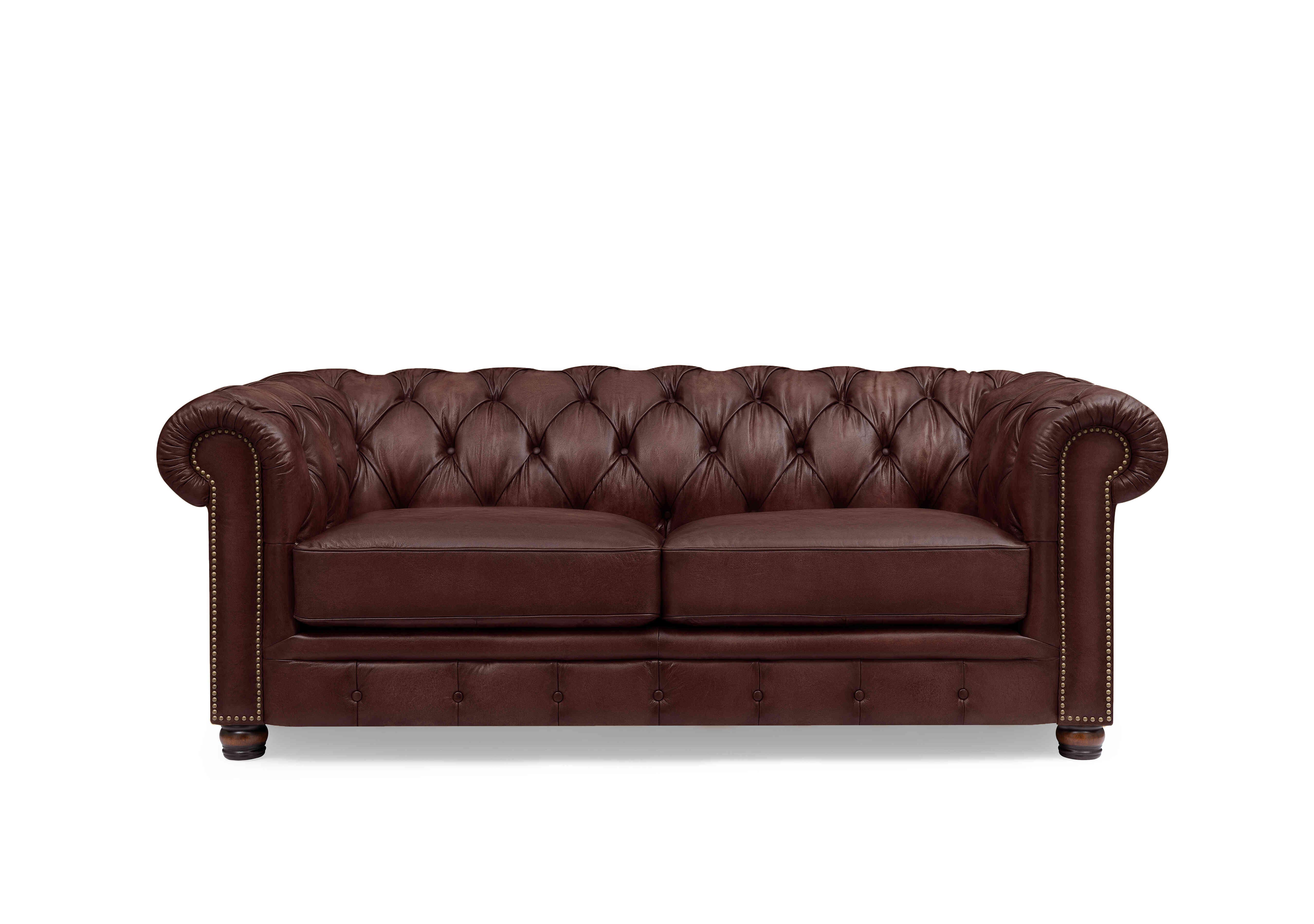 Shackleton 3 Seater Leather Chesterfield Sofa in X3y1-1964ls Merlot on Furniture Village