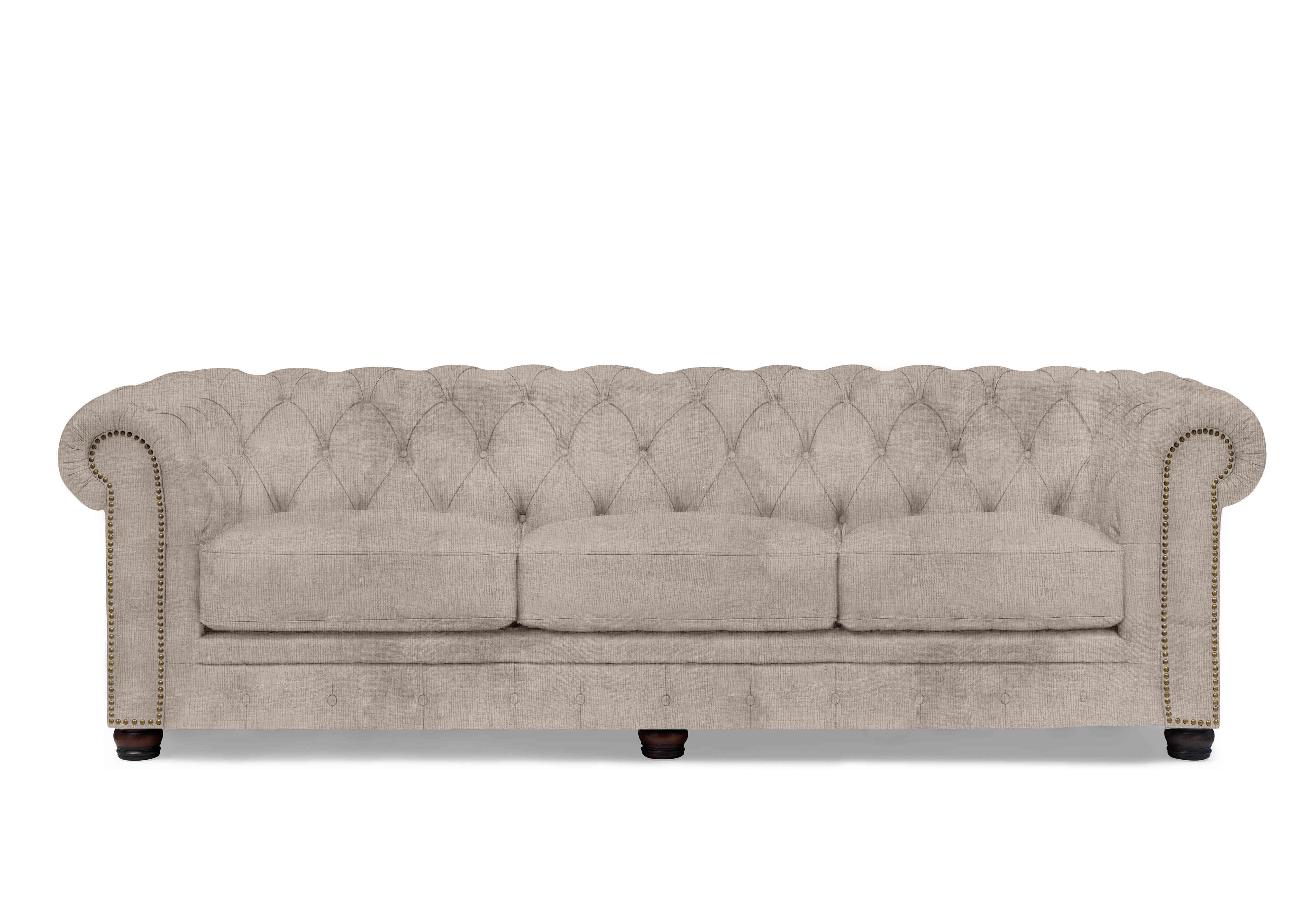 Shackleton 4 Seater Fabric Chesterfield Sofa in X3-A607 Bailey Brown on Furniture Village