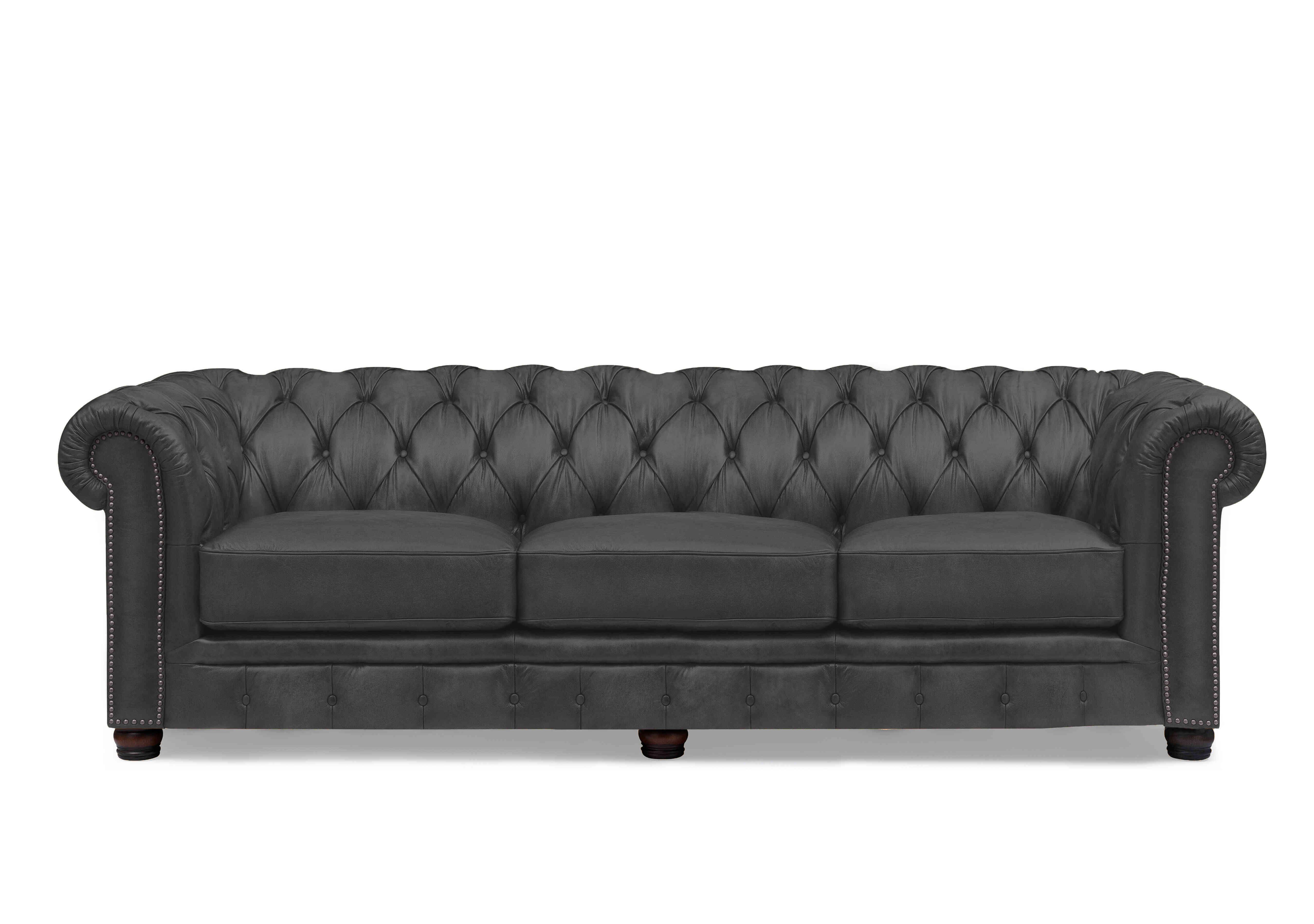 Shackleton 4 Seater Leather Chesterfield Sofa in X1-2088ls Coal Dust on Furniture Village