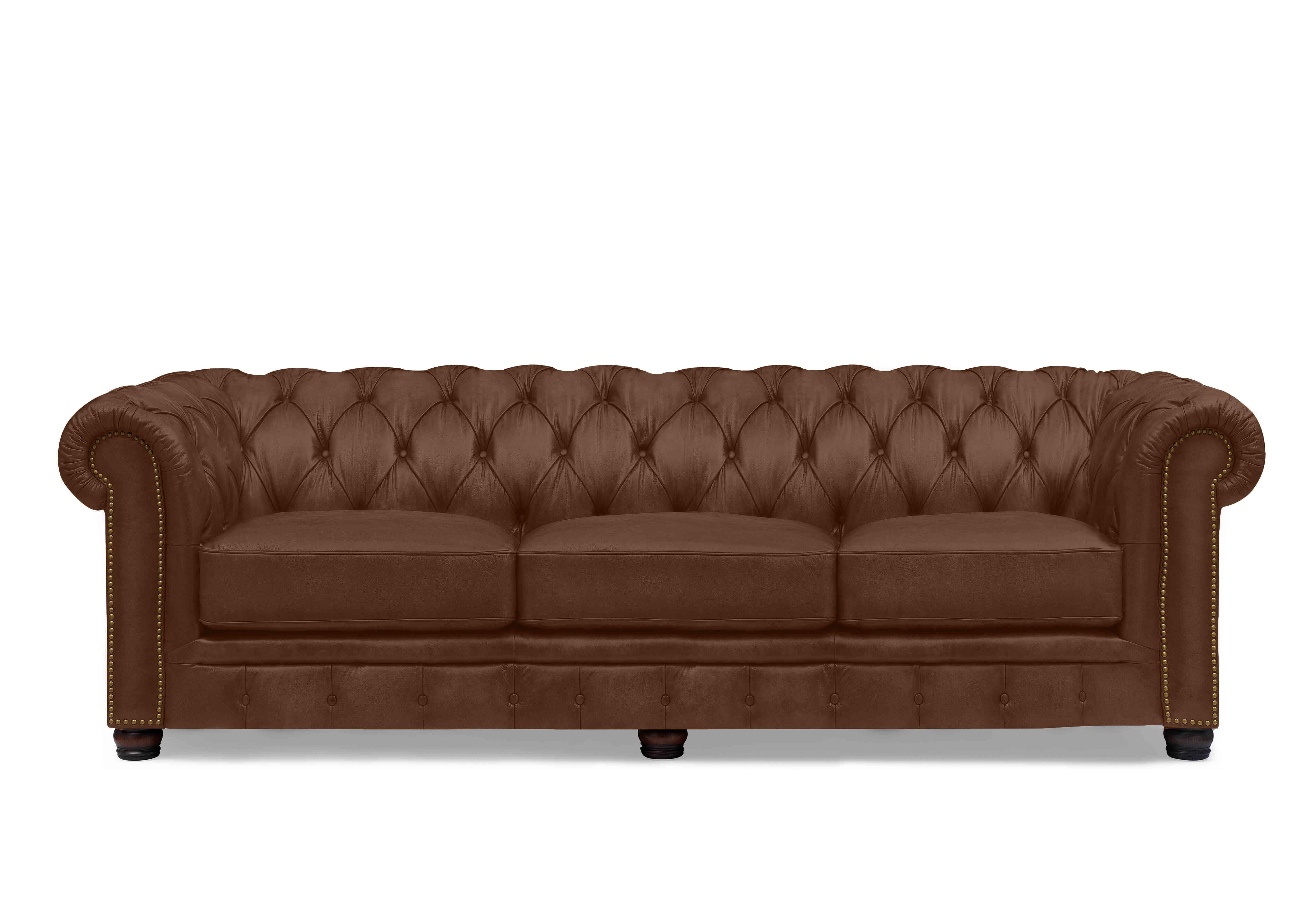 Shackleton 4 Seater Leather Chesterfield Sofa in X3-1569ls Cedar Brown on Furniture Village