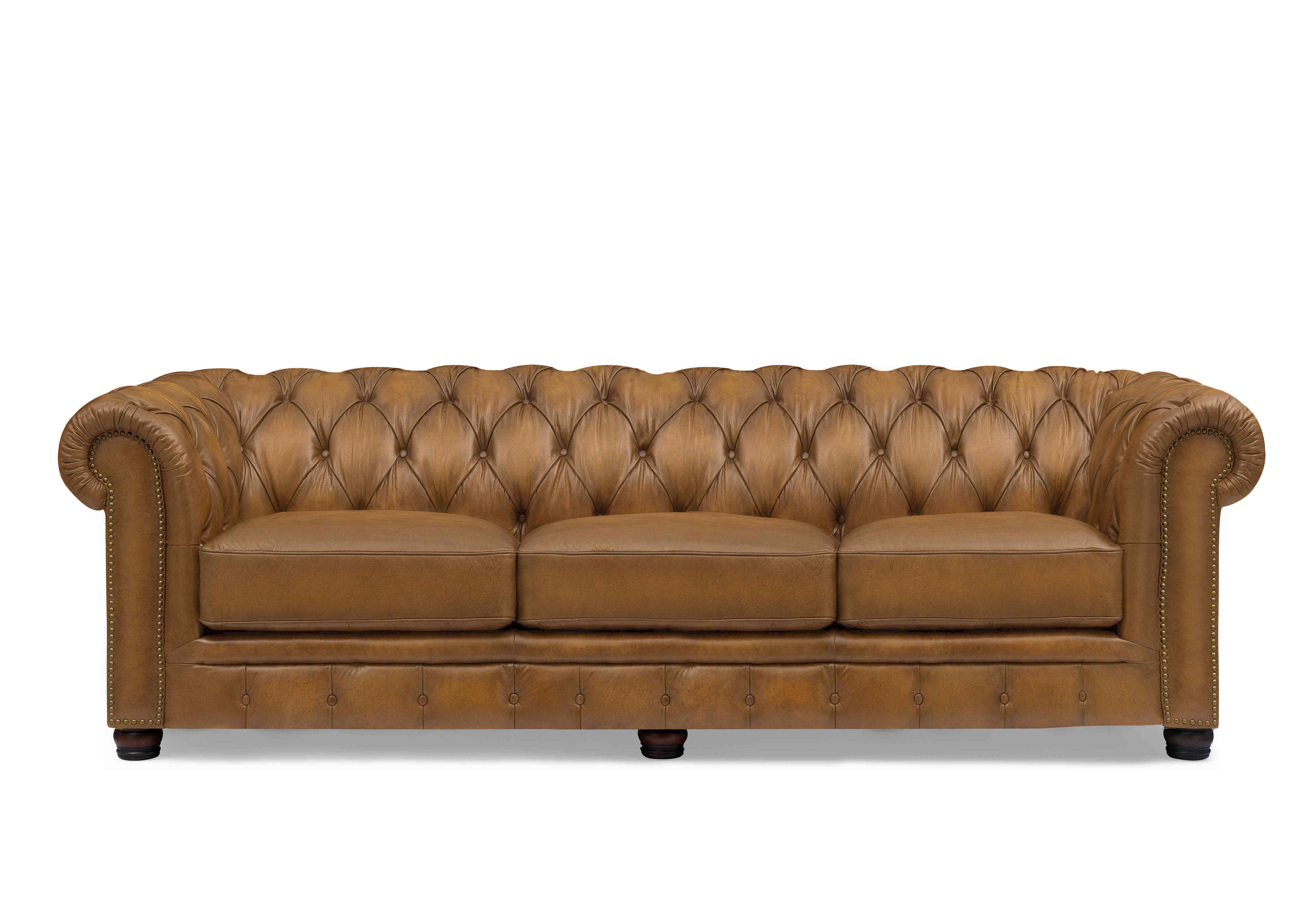 Shackleton 4 Seater Leather Chesterfield Sofa in X3y1-1957ls Inca on Furniture Village