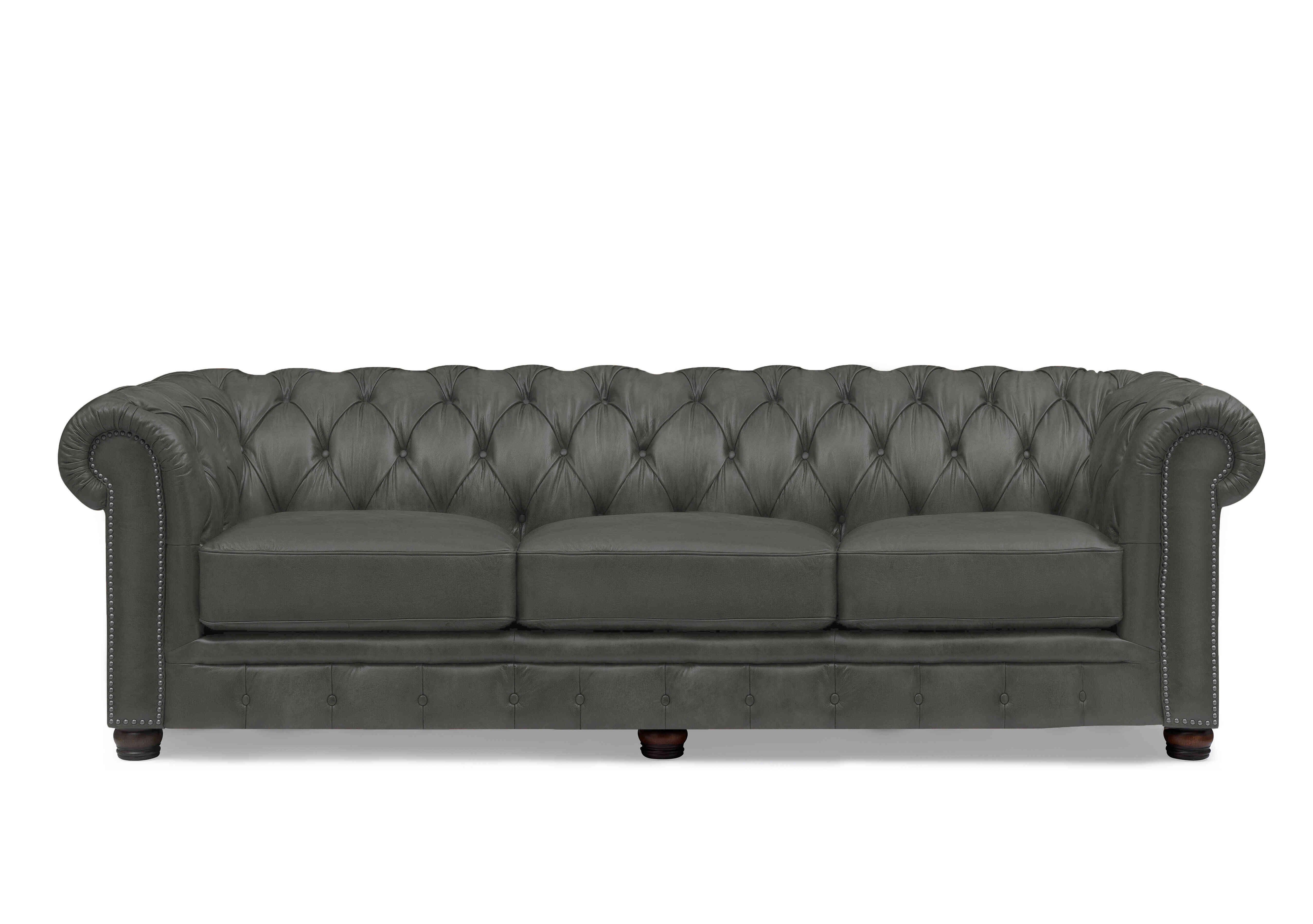 Shackleton 4 Seater Leather Chesterfield Sofa in X3y2-1966ls Granite on Furniture Village