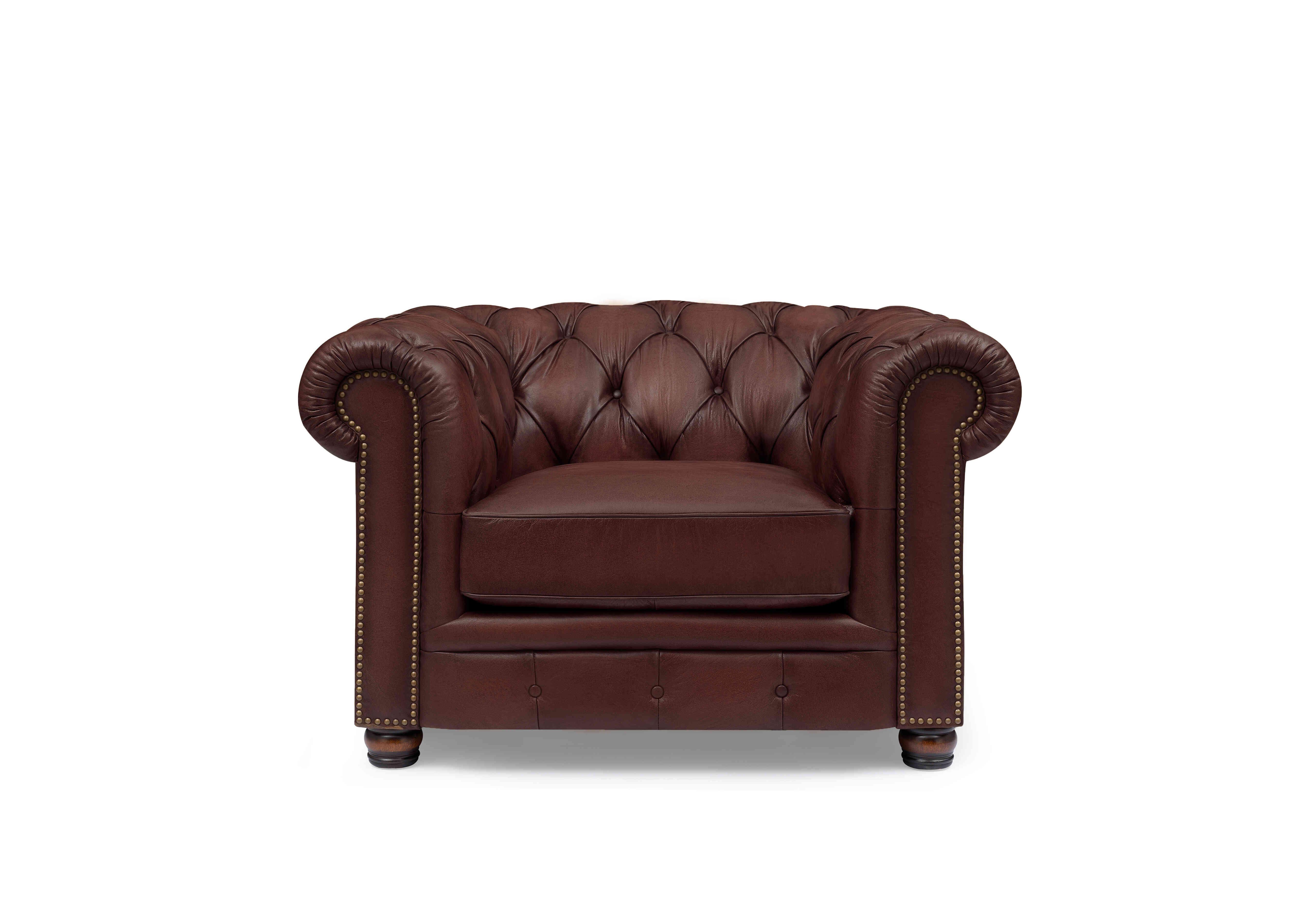 Shackleton Leather Chesterfield Chair in X3y1-1964ls Merlot on Furniture Village