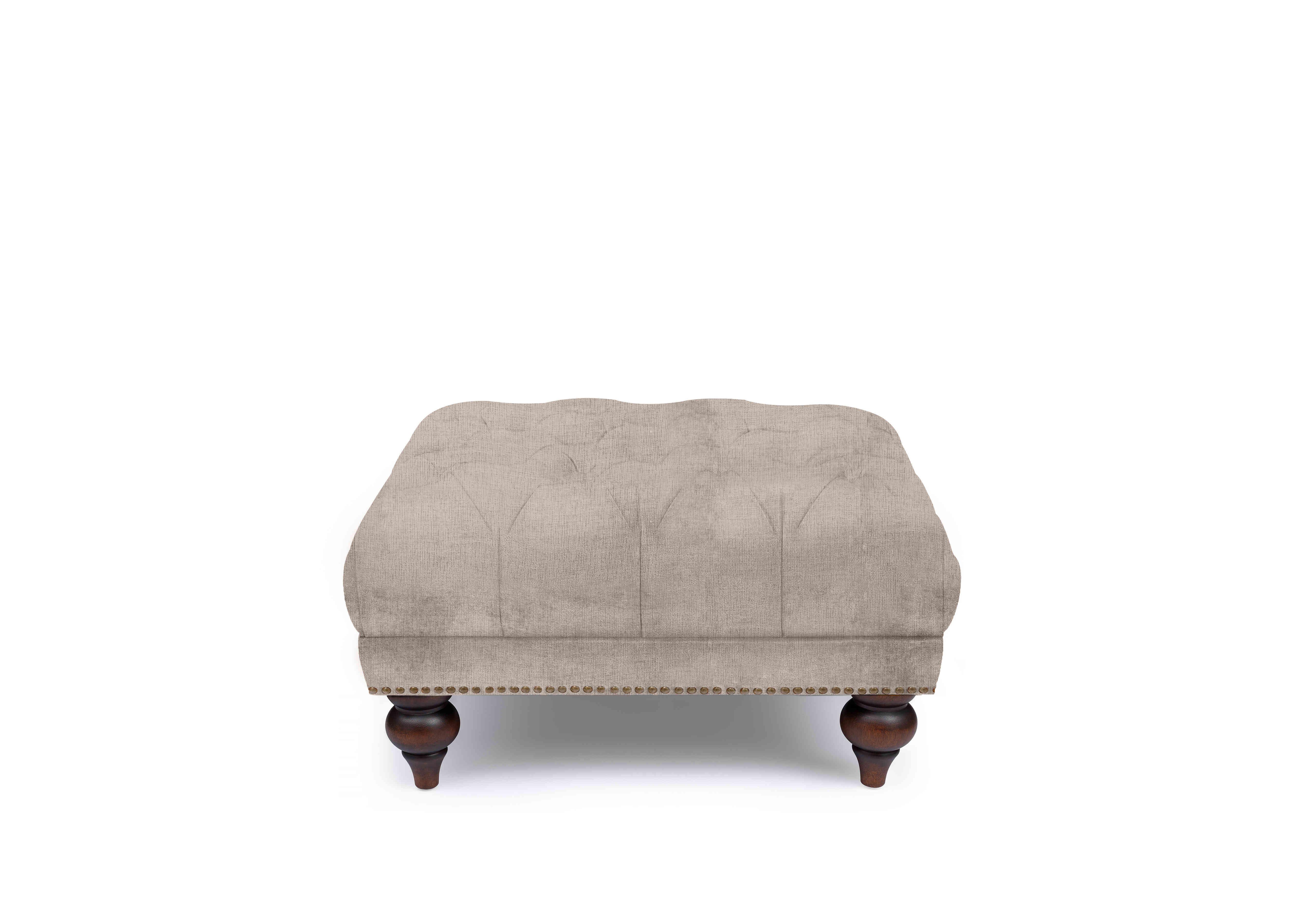 Shackleton Fabric Square Footstool with Turned Feet in X3-A607 Bailey Brown on Furniture Village