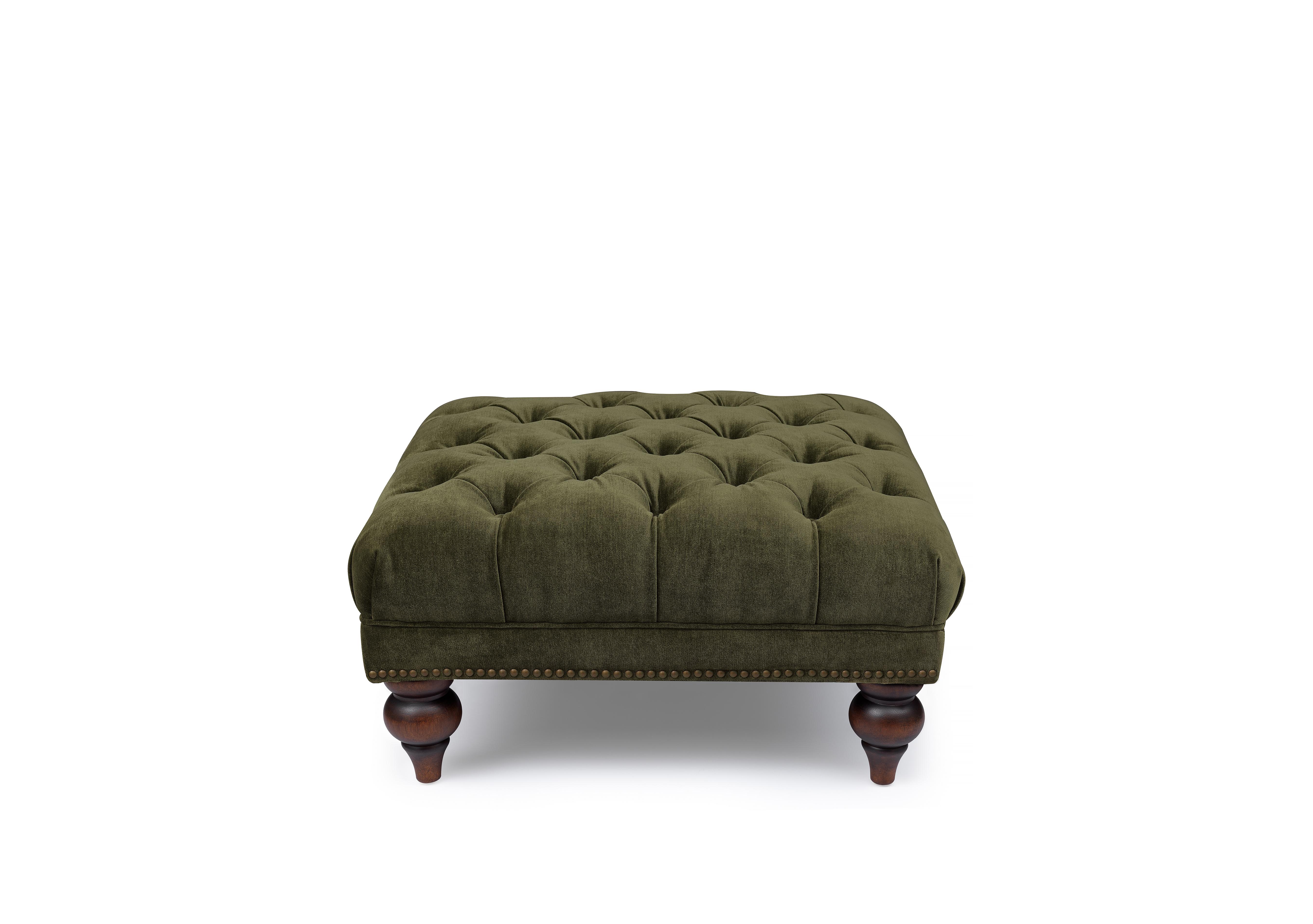 Shackleton Fabric Square Footstool with Turned Feet in X3y1-W018 Pine on Furniture Village