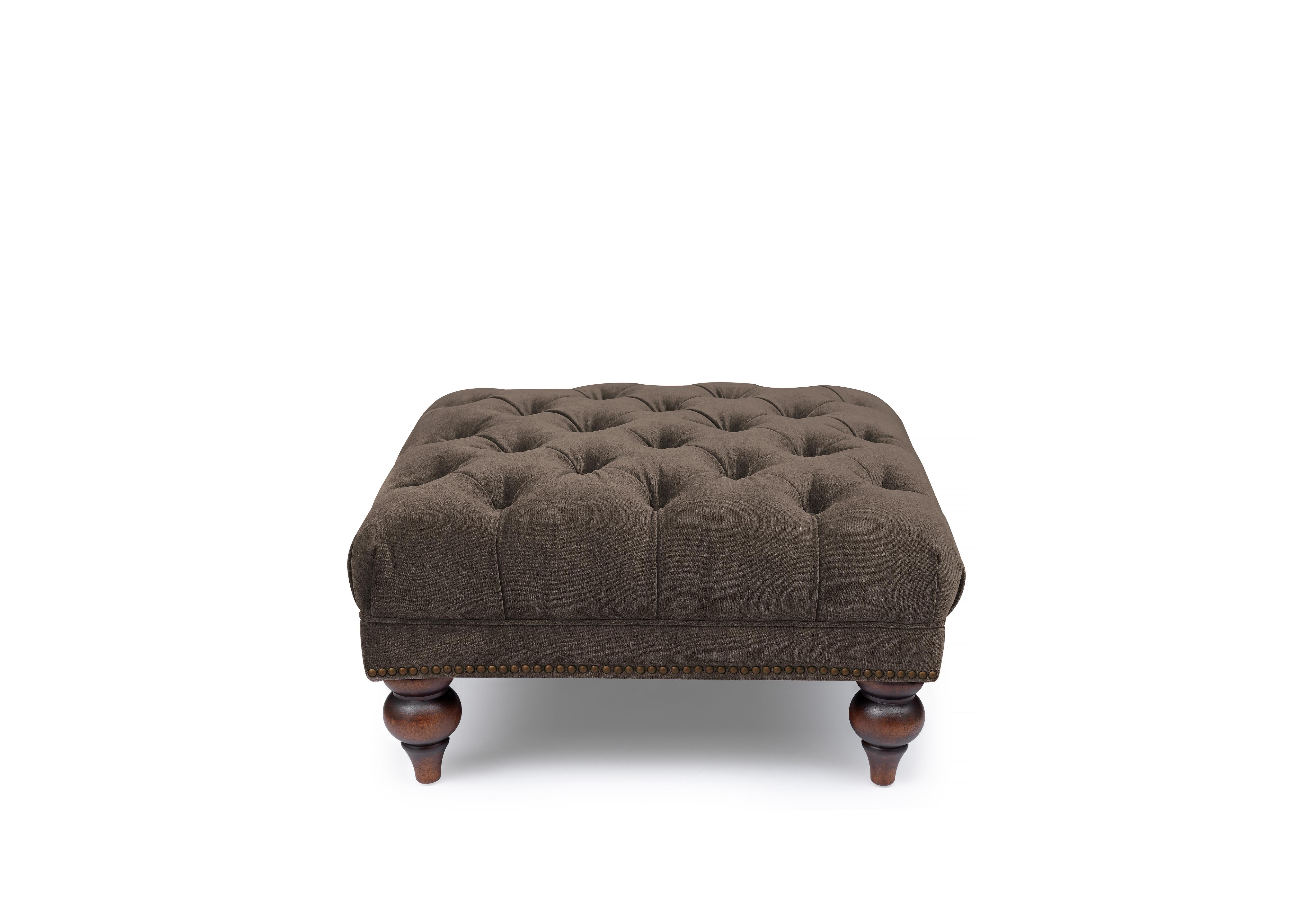 Shackleton Fabric Square Footstool with Turned Feet in X3y1-W020 Brindle on Furniture Village