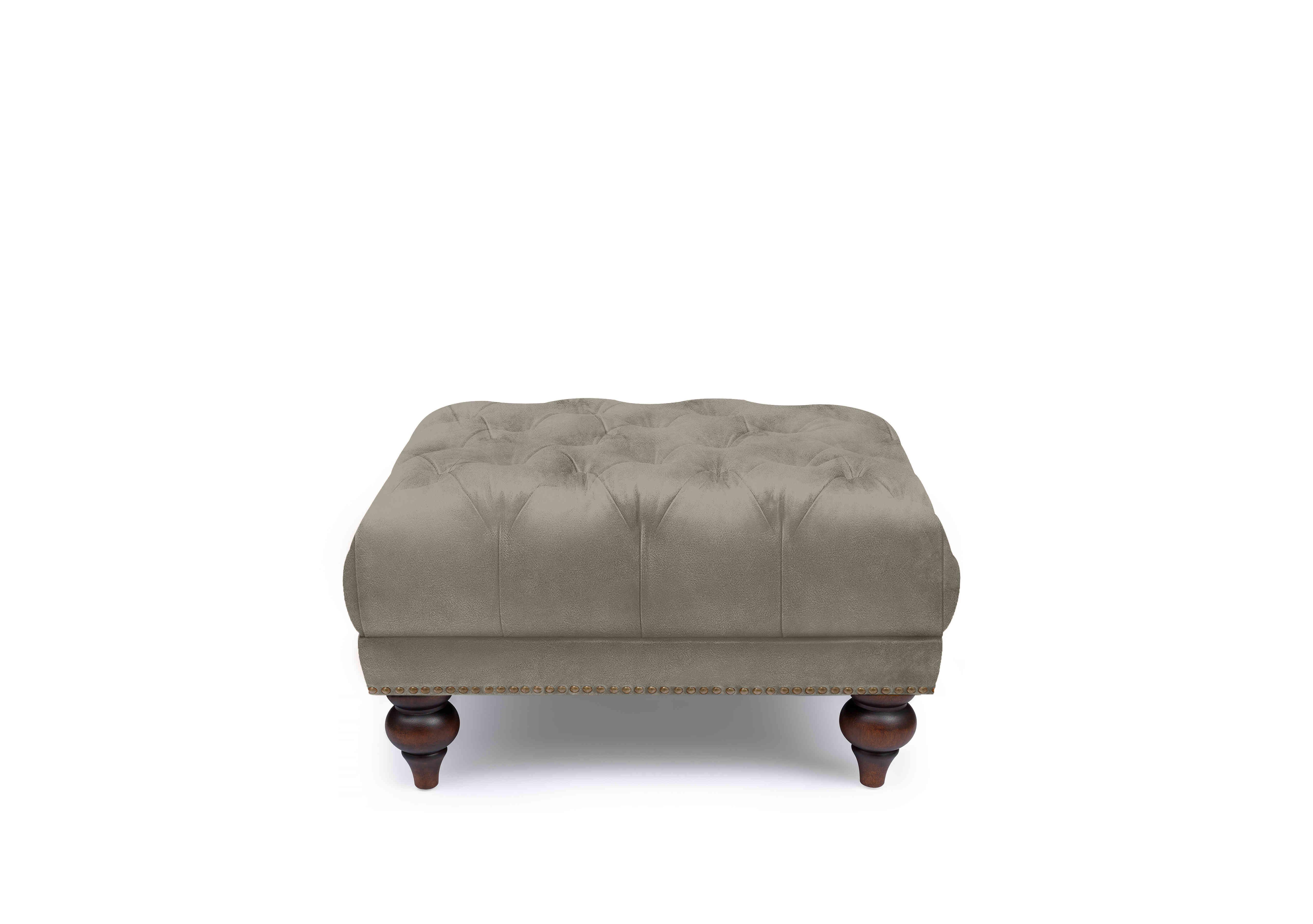 Shackleton Leather Square Footstool with Turned Feet in X3-2083ls Urbane Gry on Furniture Village