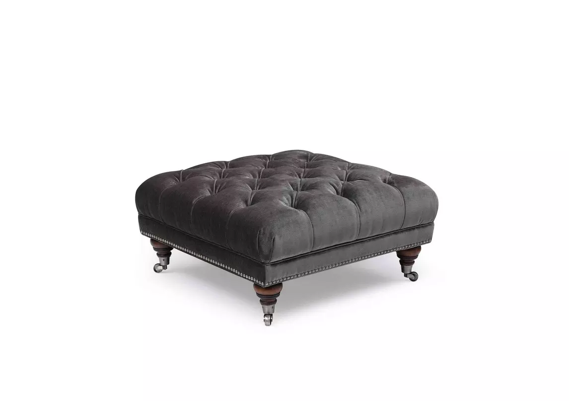 Shackleton Fabric Square Footstool with Castors At The Helm Furniture Village