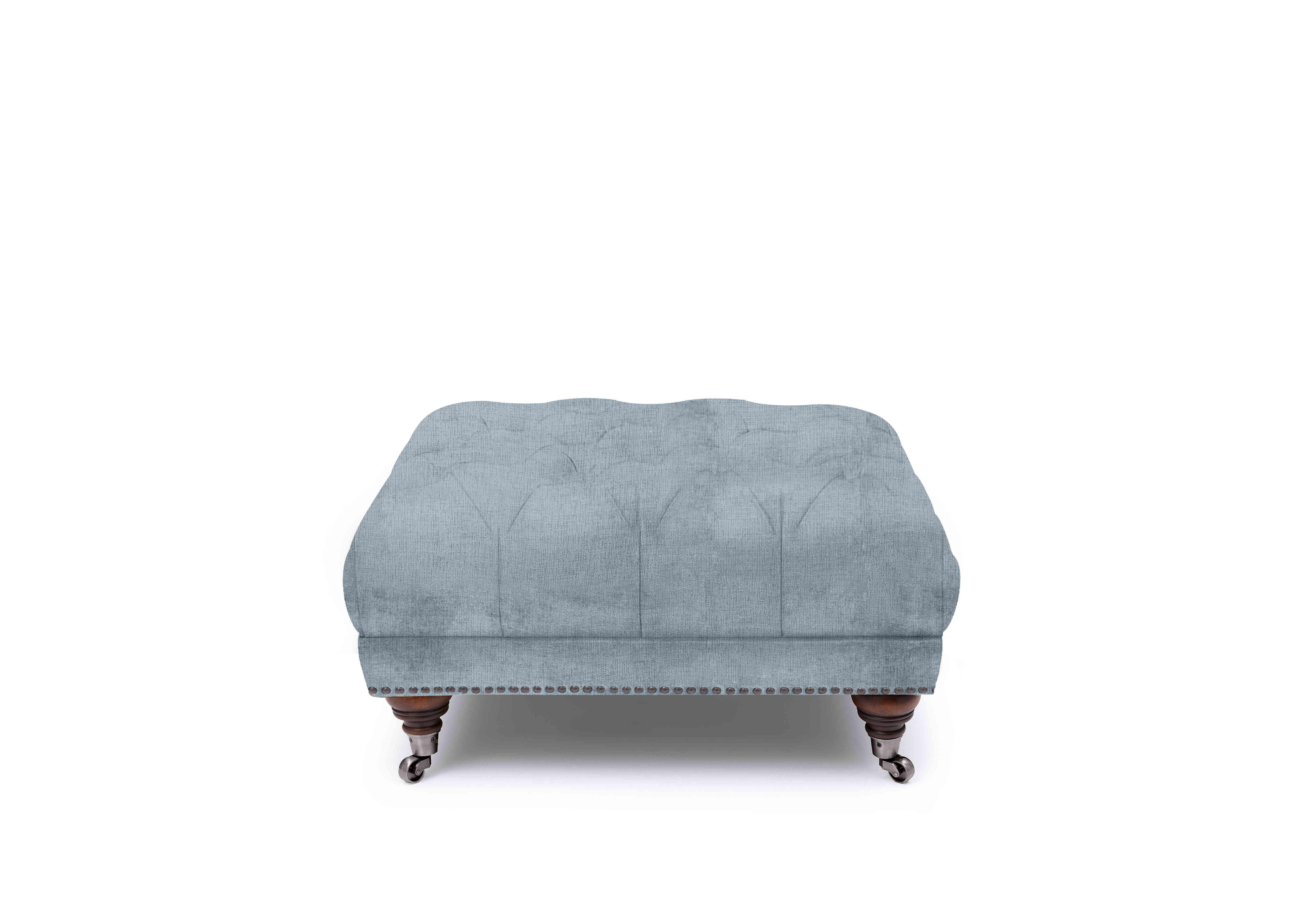 Shackleton Fabric Square Footstool with Castors in X1-A609 Boathouse Blue on Furniture Village