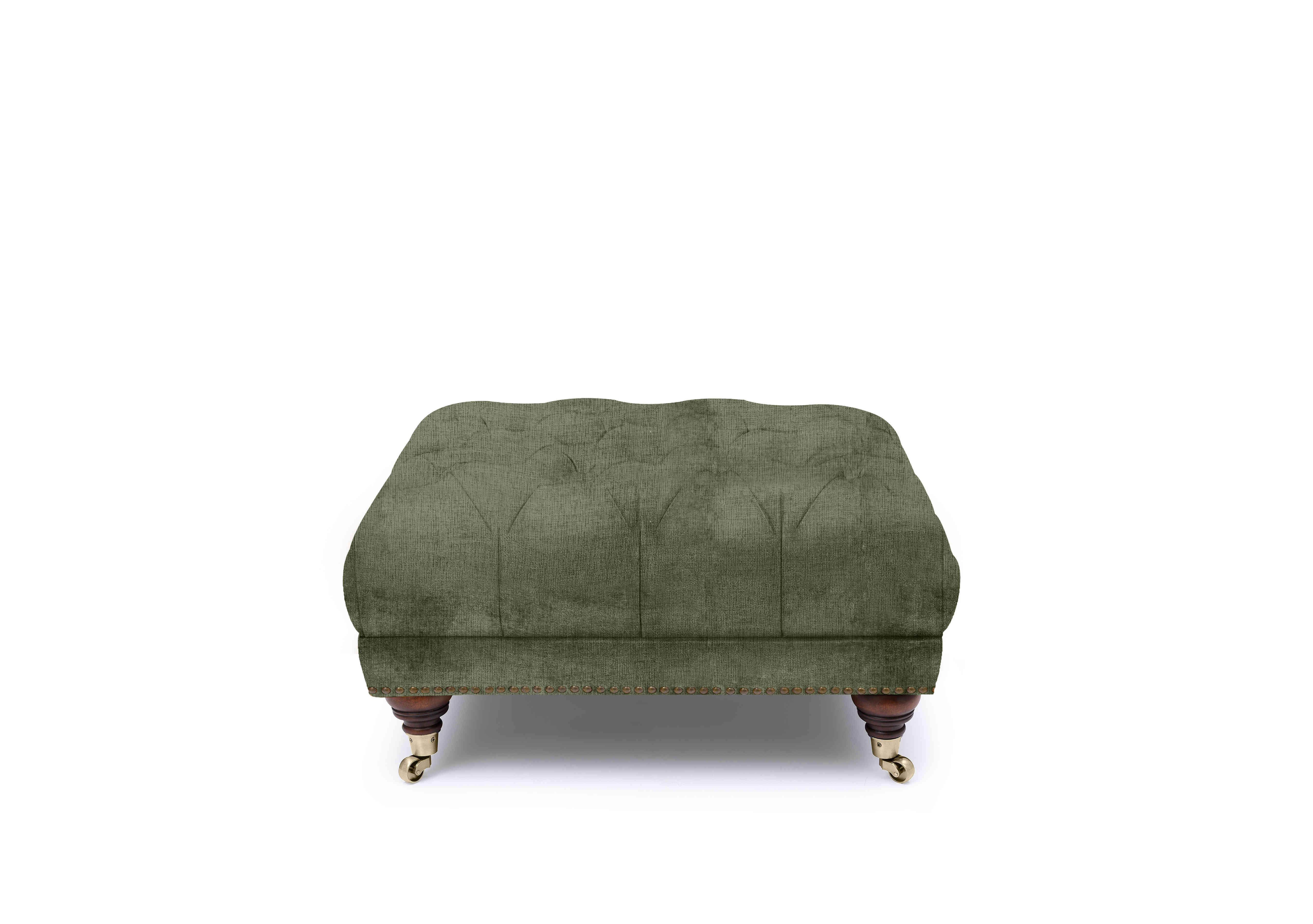 Shackleton Fabric Square Footstool with Castors in X3-A616 Hunter Green on Furniture Village