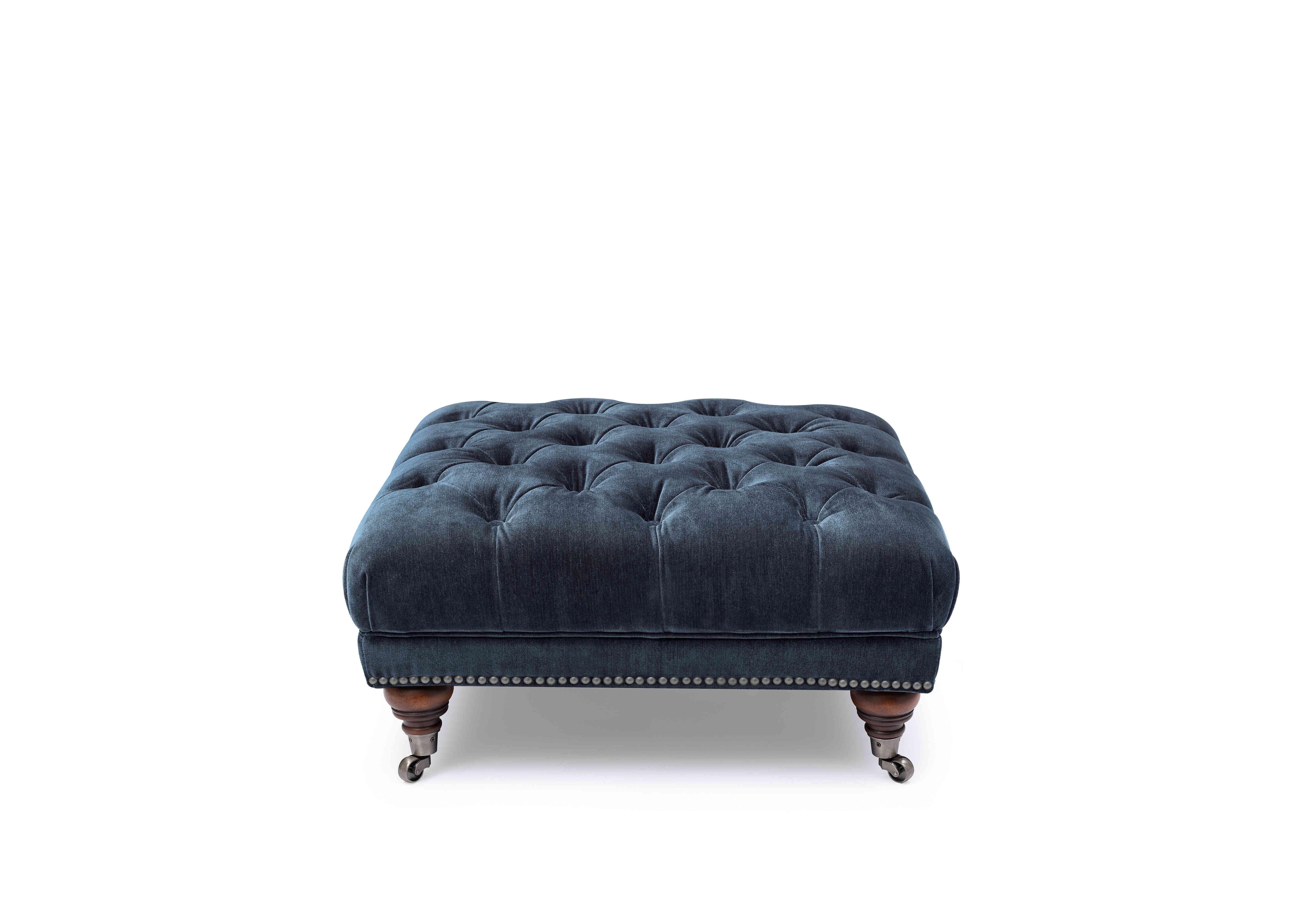 Shackleton Fabric Square Footstool with Castors in X3y2-W024 Midnight on Furniture Village