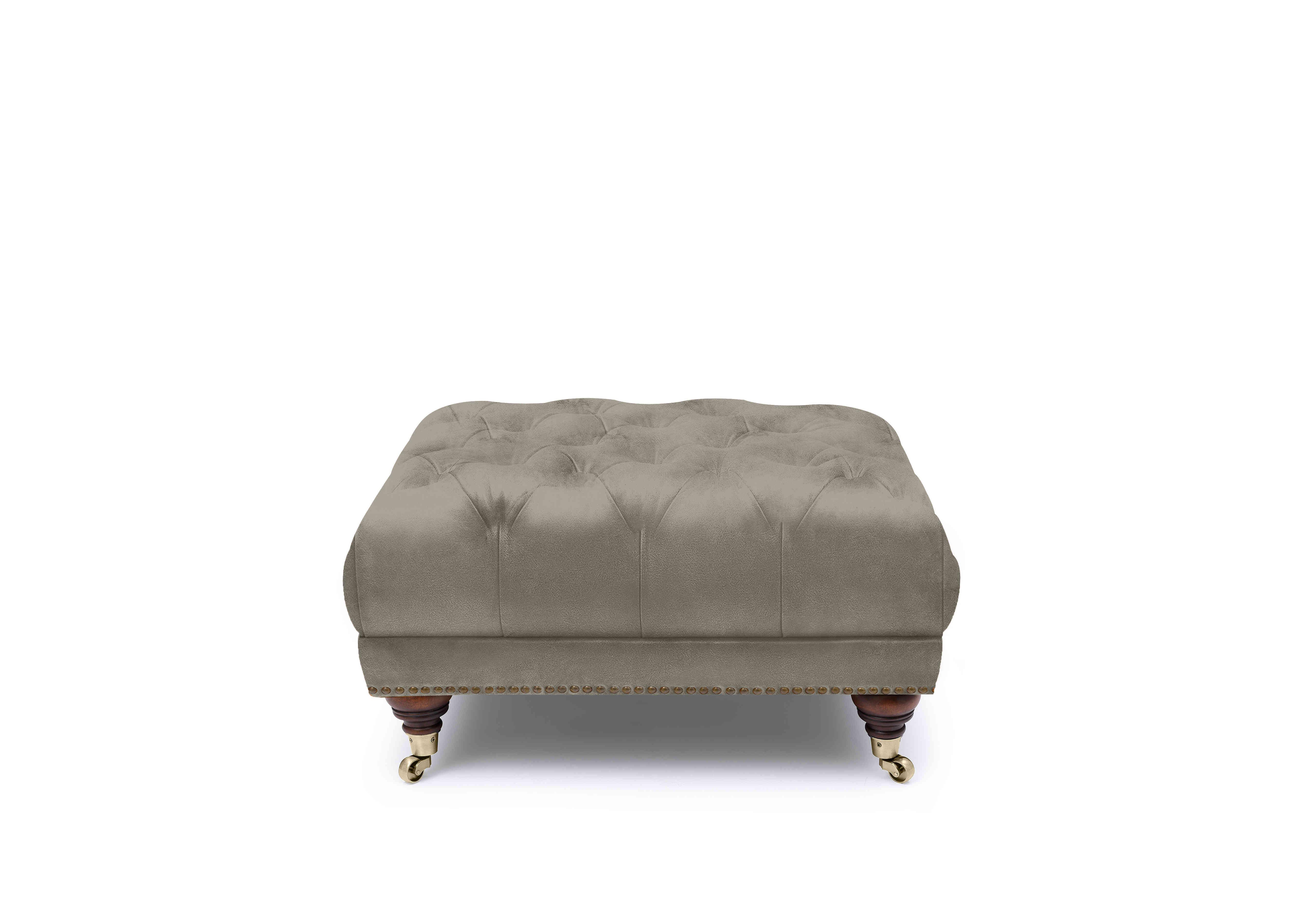 Shackleton Leather Square Footstool with Castors in X3-2083ls Urbane Gry on Furniture Village