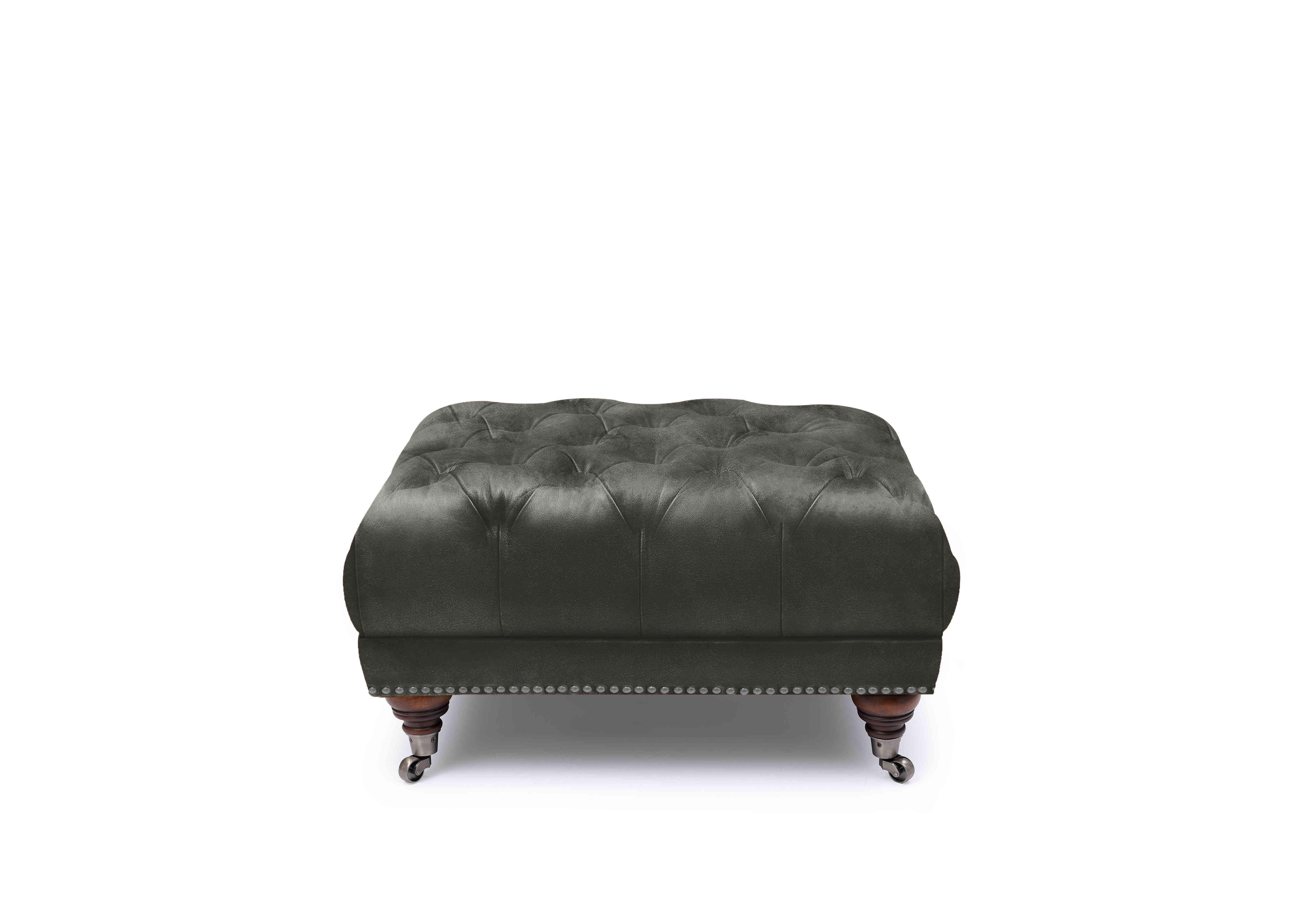 Shackleton Leather Square Footstool with Castors in X3y2-1966ls Granite on Furniture Village