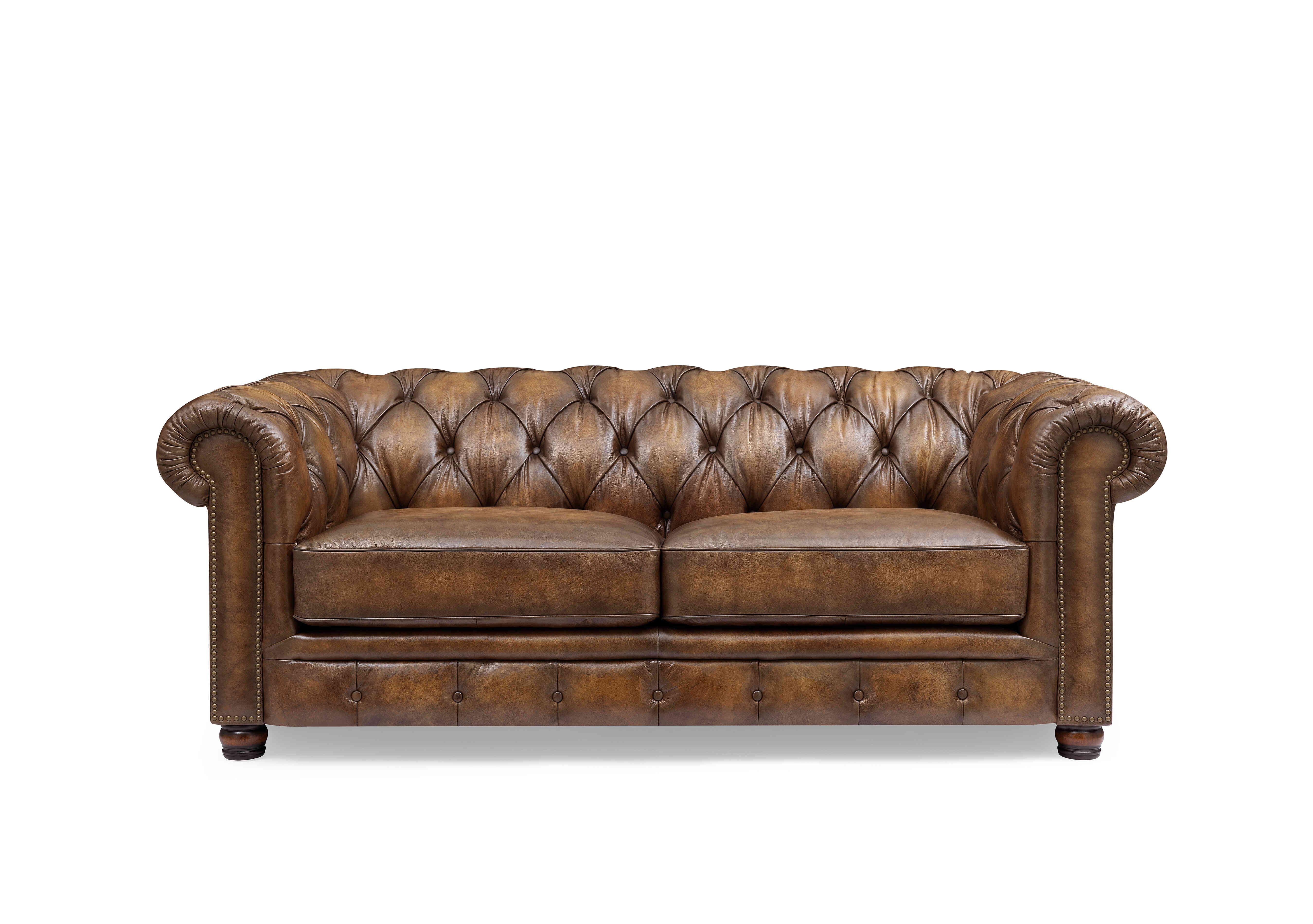 Shackleton 3 Seater Leather Chesterfield Sofa with USB-C in X3y1-1981ls Saddle on Furniture Village