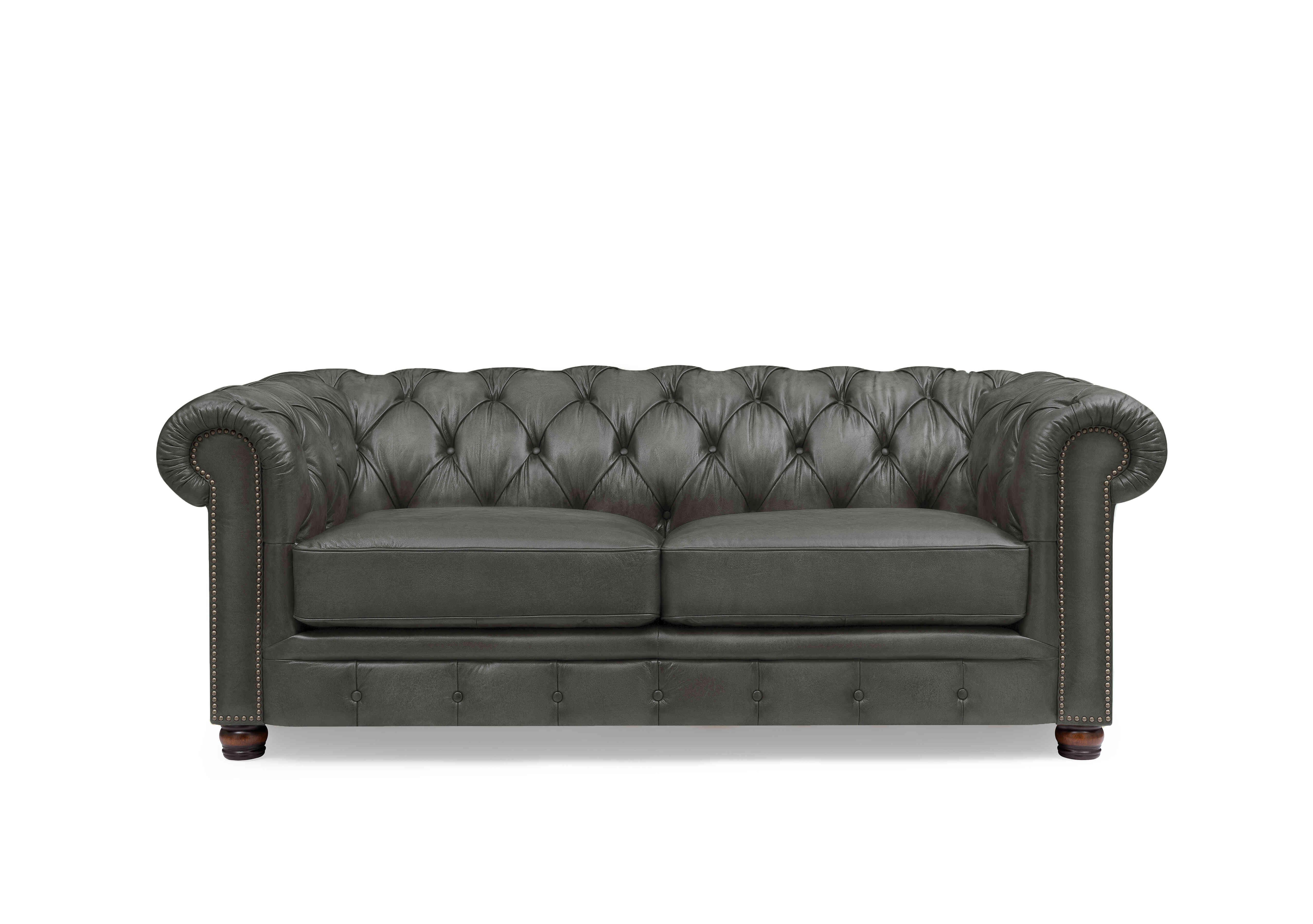 Shackleton 3 Seater Leather Chesterfield Sofa with USB-C in X3y2-1966ls Granite on Furniture Village