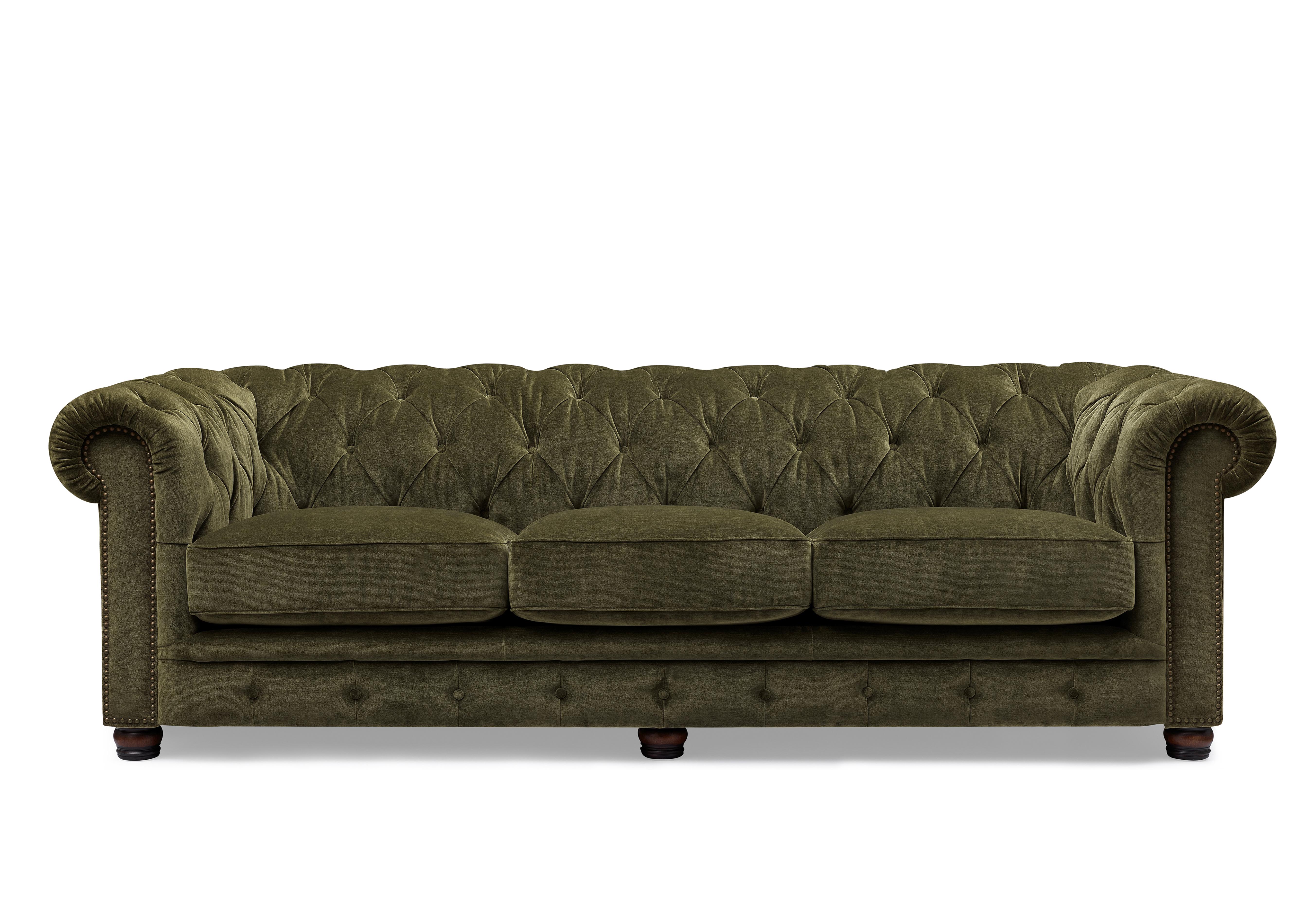 Shackleton 4 Seater Fabric Chesterfield Sofa with USB-C in X3y1-W018 Pine on Furniture Village