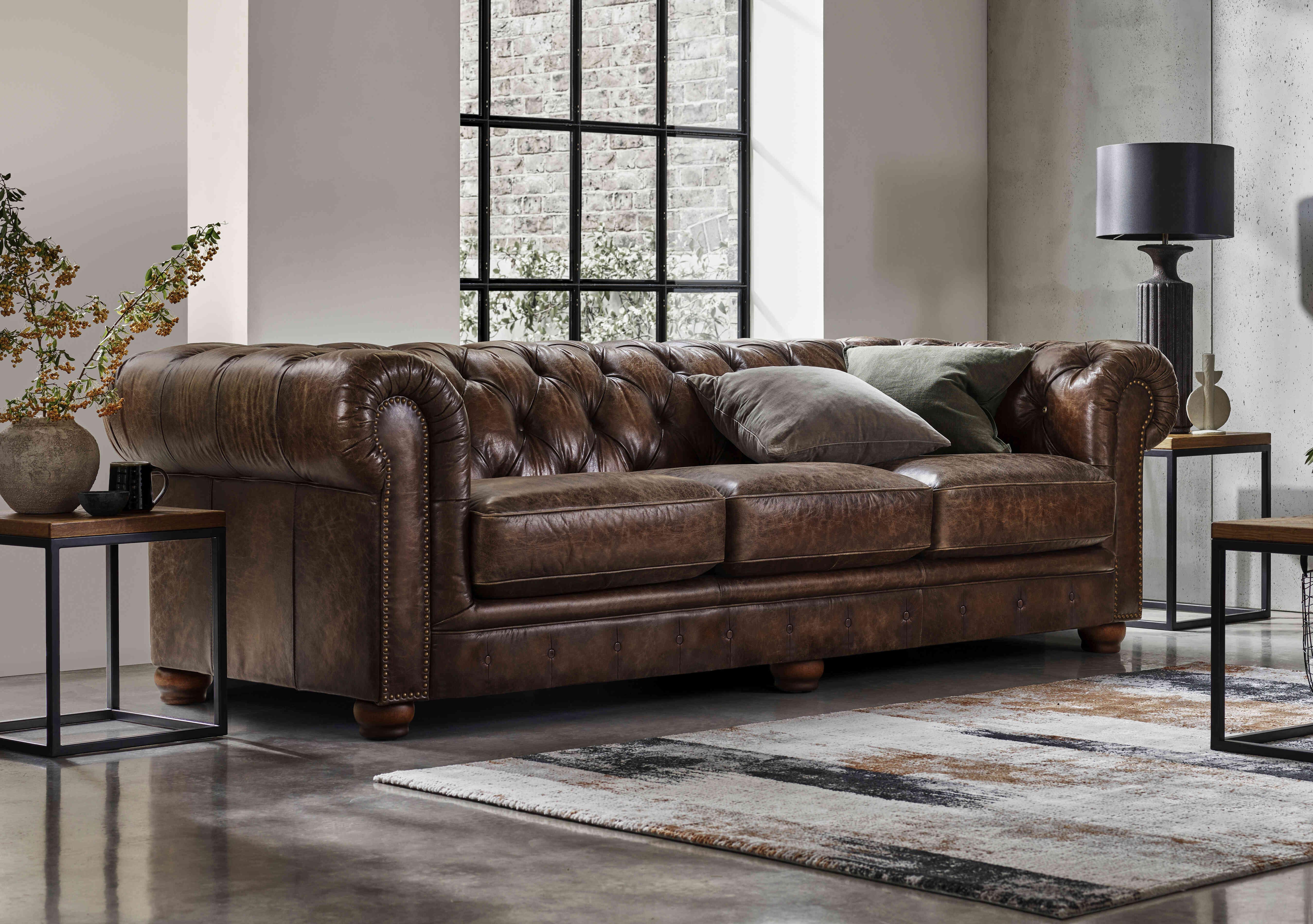 Shackleton 4 Seater Leather Chesterfield Sofa with USB-C in  on Furniture Village