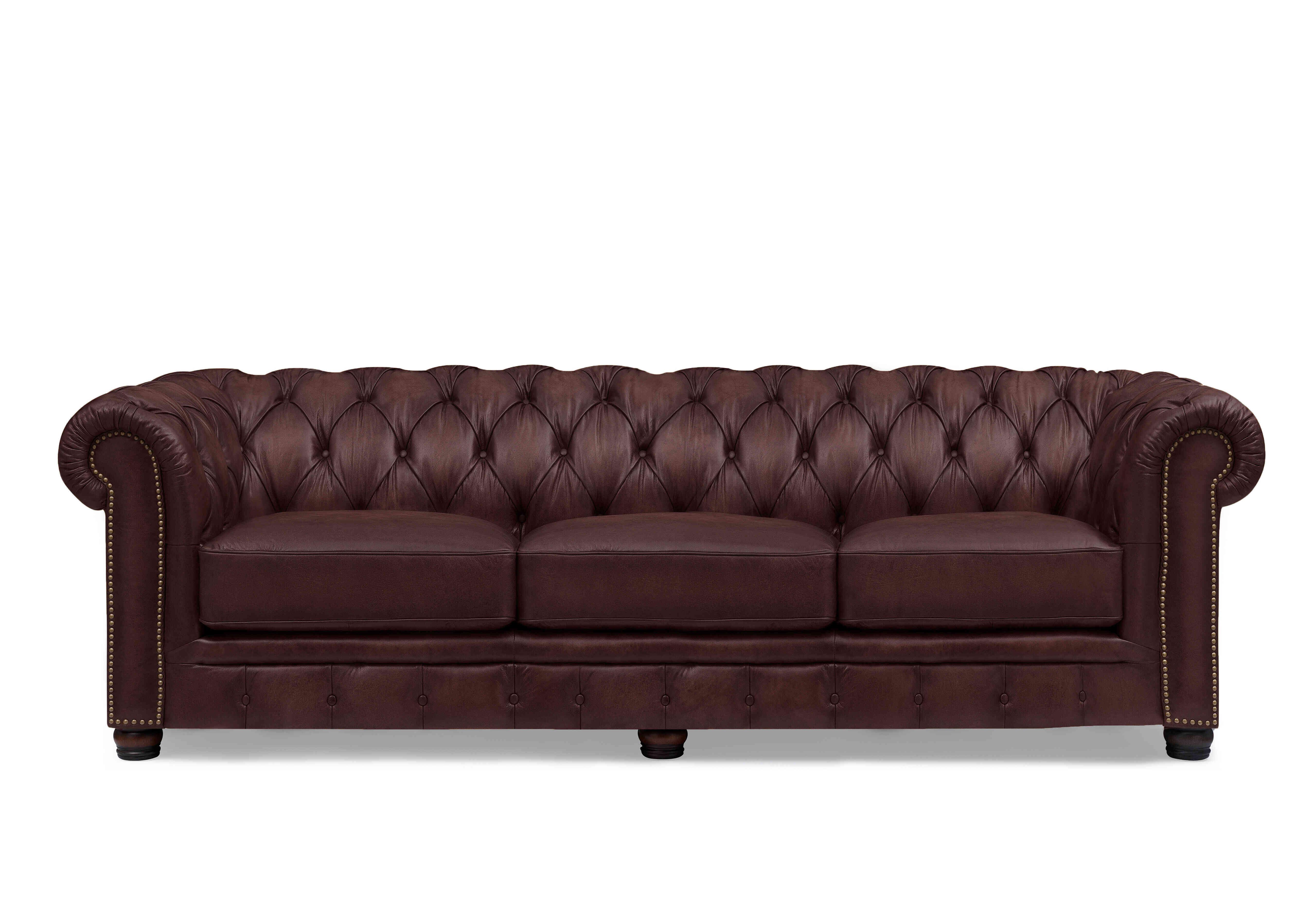 Shackleton 4 Seater Leather Chesterfield Sofa with USB-C in X3y1-1964ls Merlot on Furniture Village