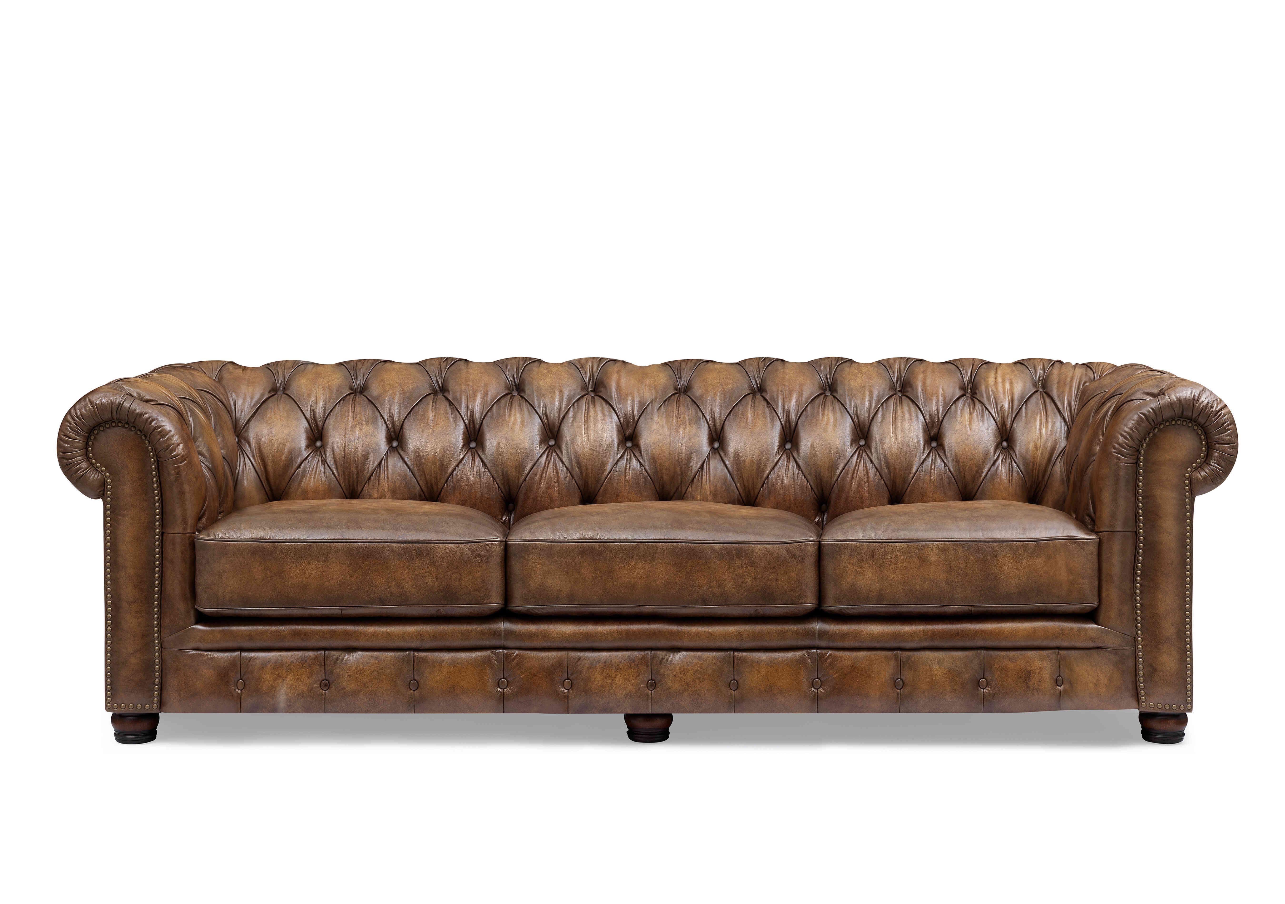 Shackleton 4 Seater Leather Chesterfield Sofa with USB-C in X3y1-1981ls Saddle on Furniture Village