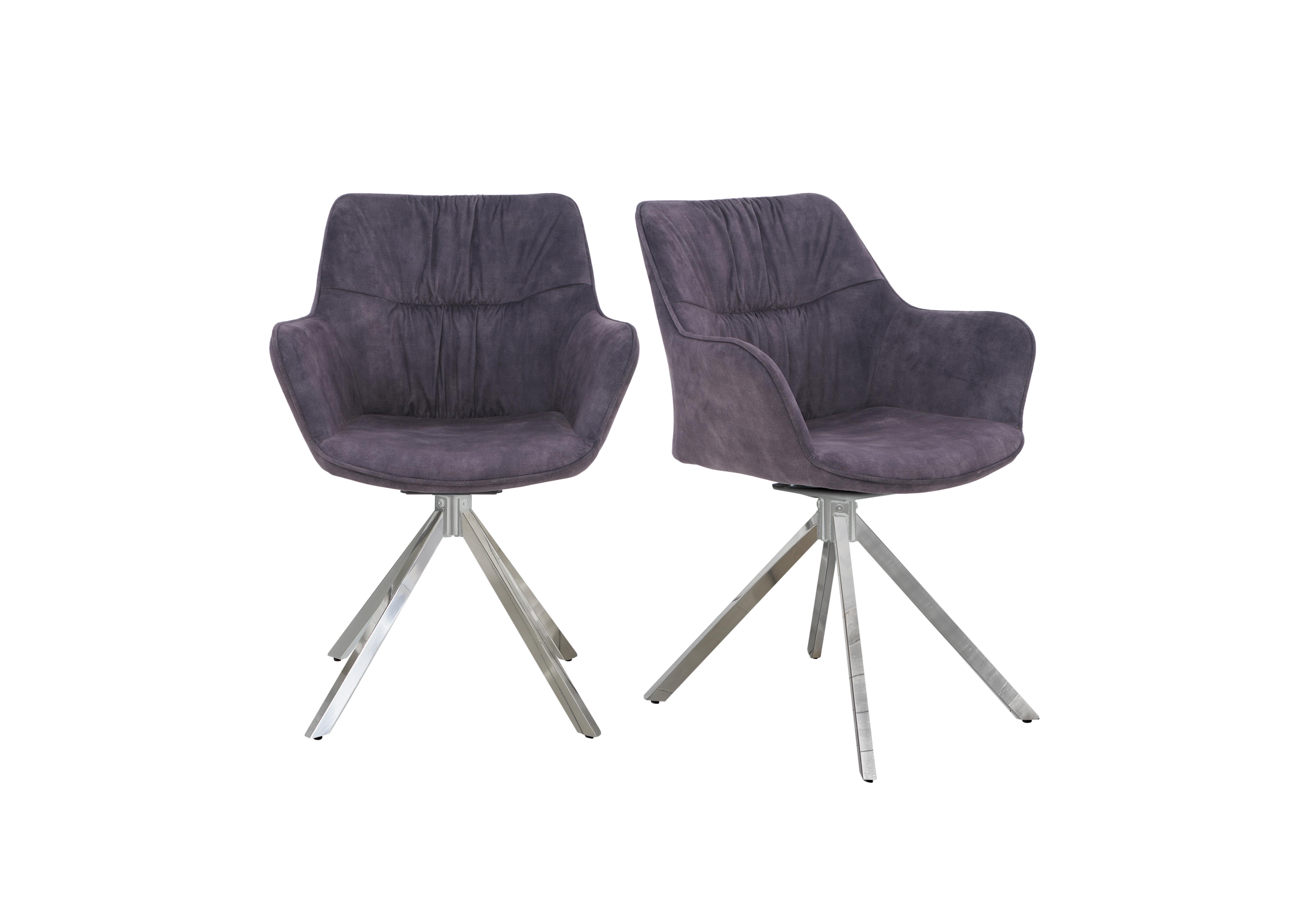 Marvel Chrome Pair of Swivel Dining Chairs in Charcoal on Furniture Village