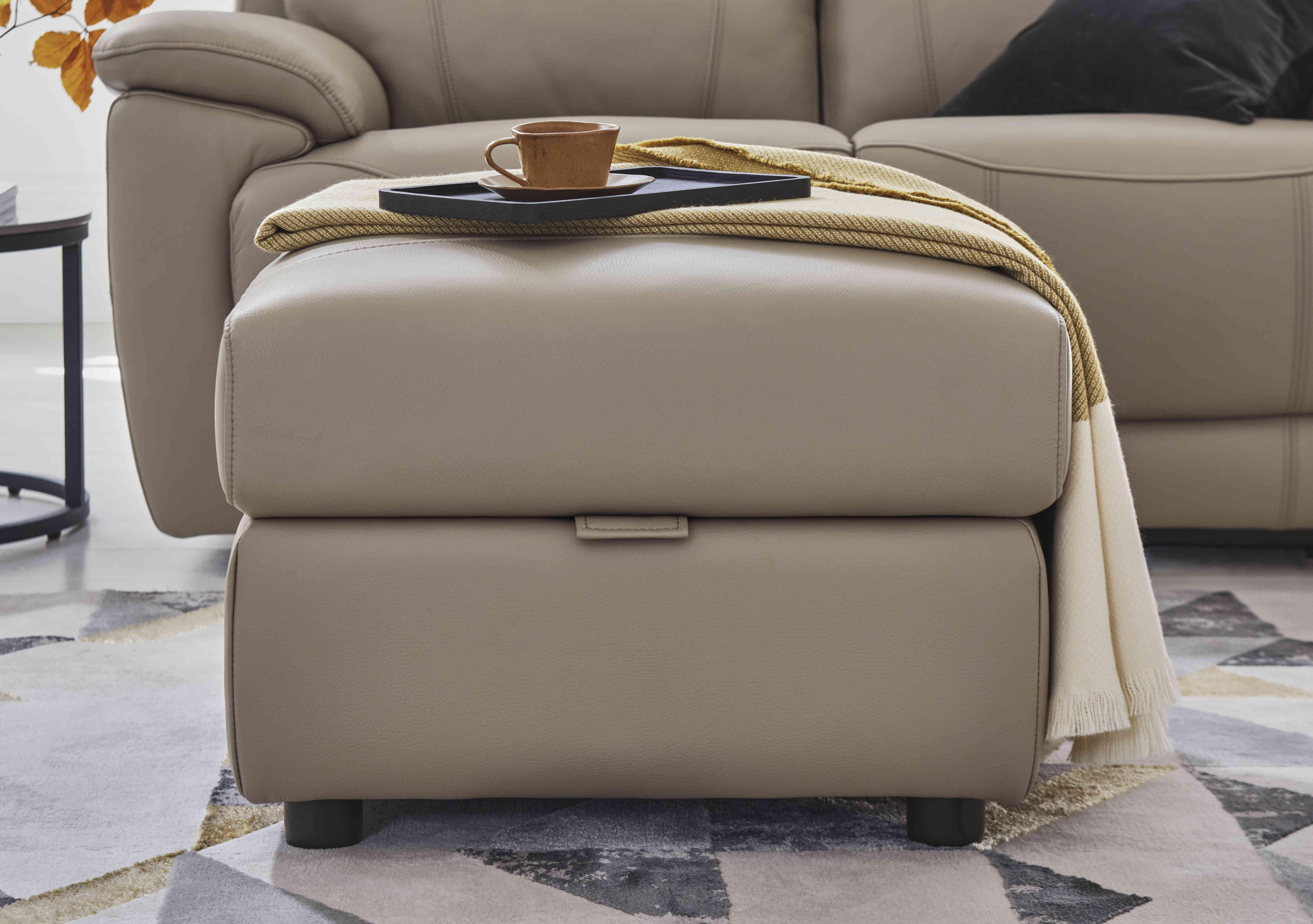 Sloane Leather Storage Footstool in  on Furniture Village