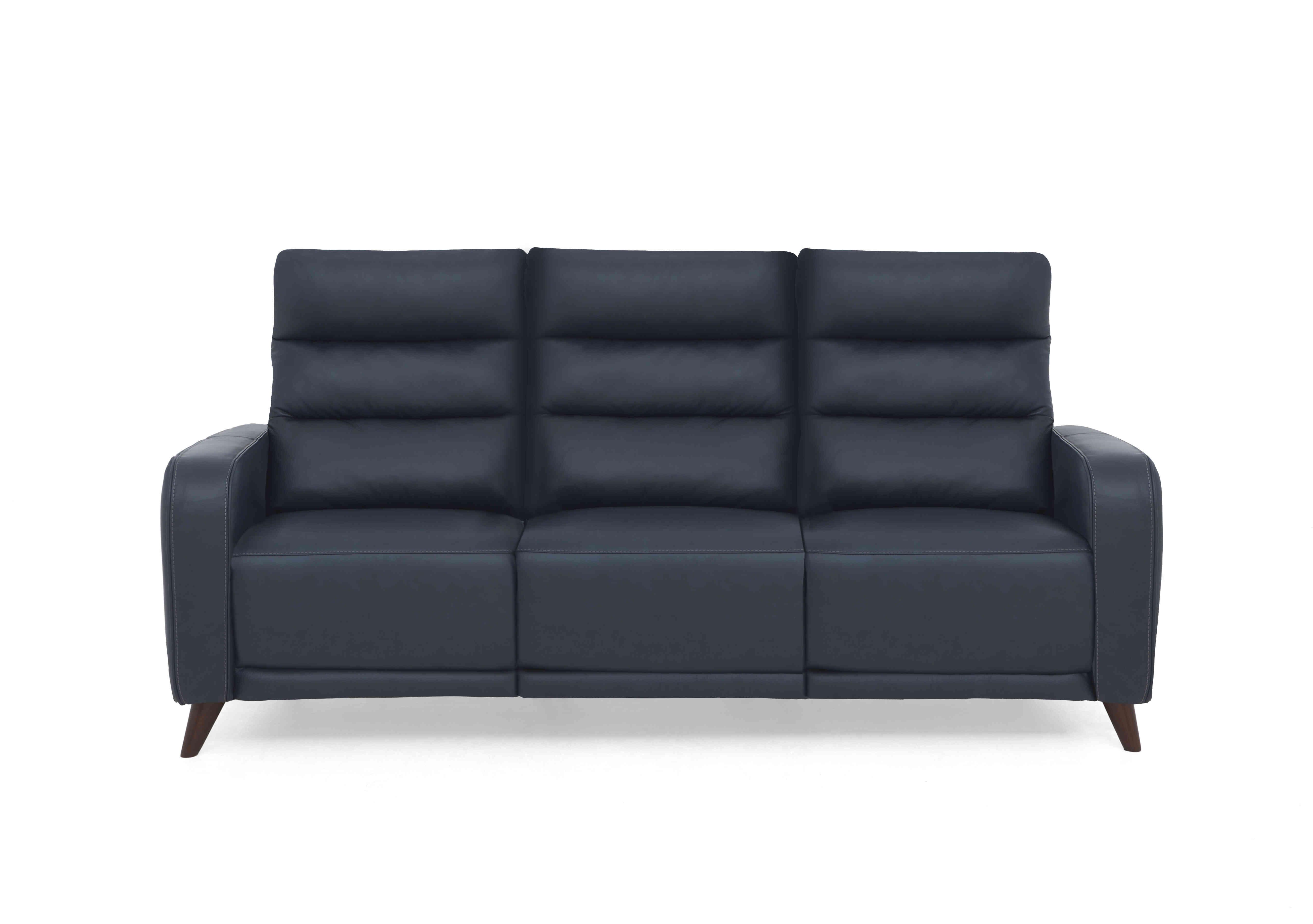 Quinn 3 Seater Leather Sofa in La-4828 Natural Milled Navy on Furniture Village