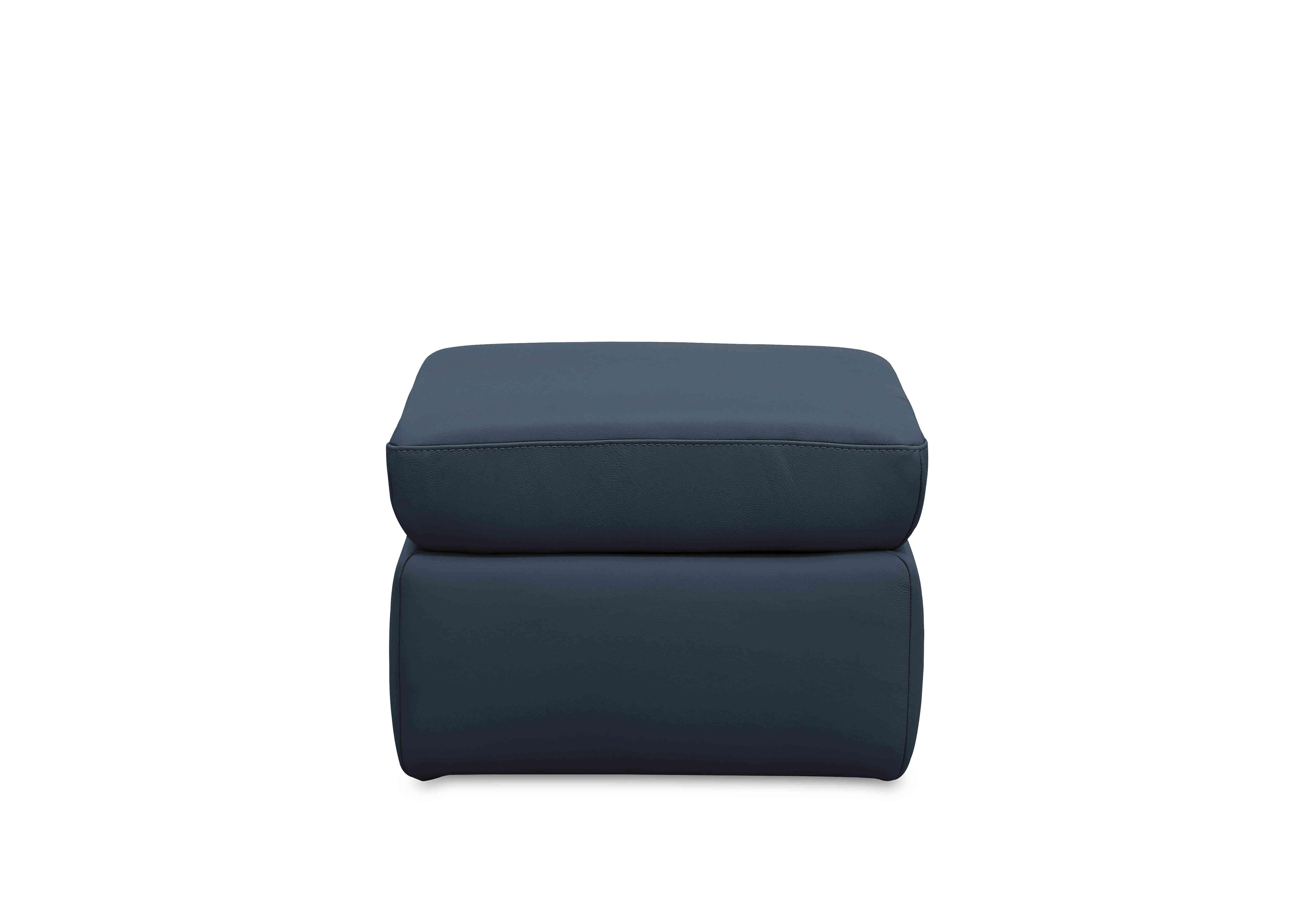 Quinn Leather Storage Footstool in La-4828 Natural Milled Navy on Furniture Village