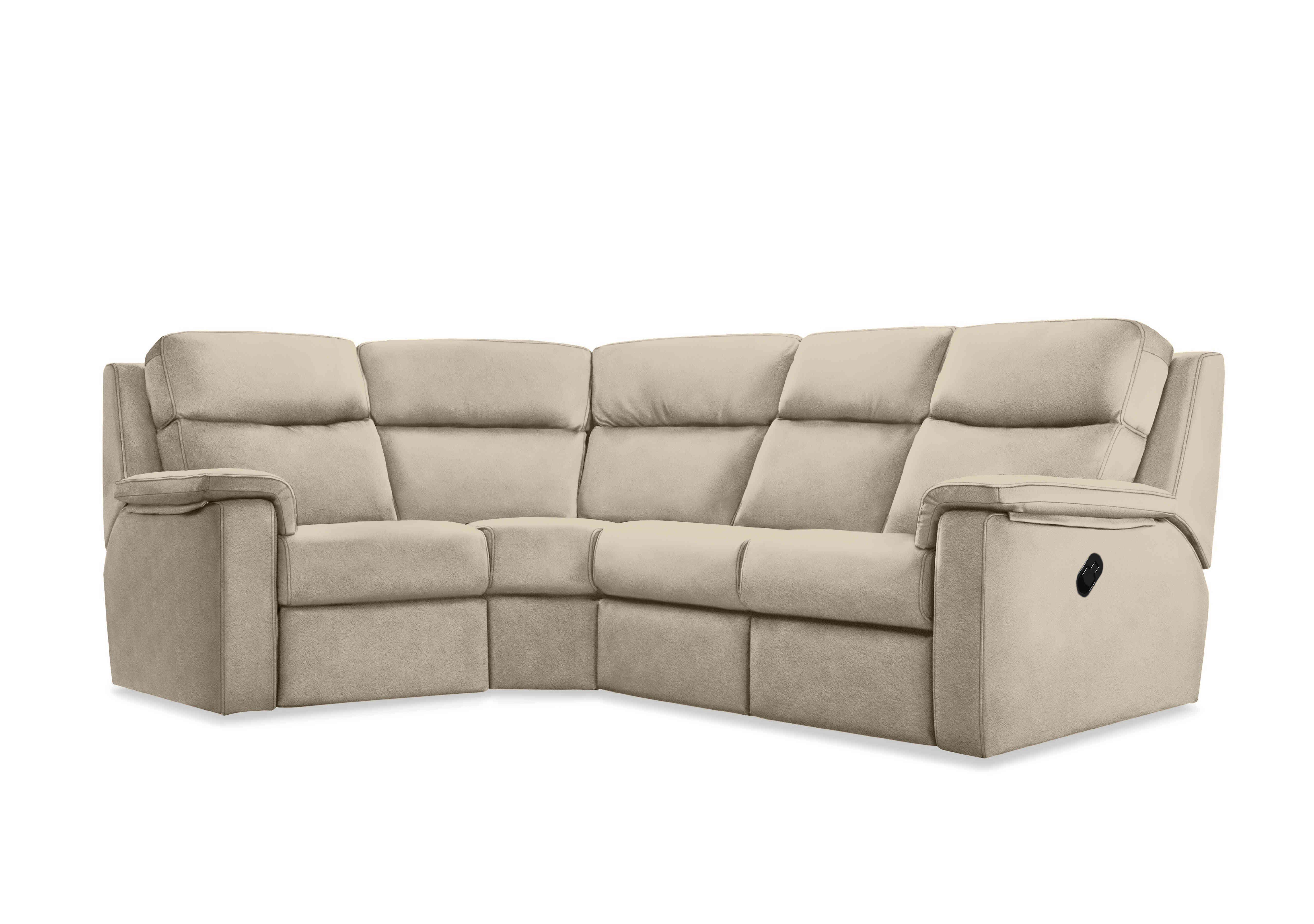 Thornbury Leather Manual Recliner Corner Sofa in H001 Oxford Mushroom on Furniture Village