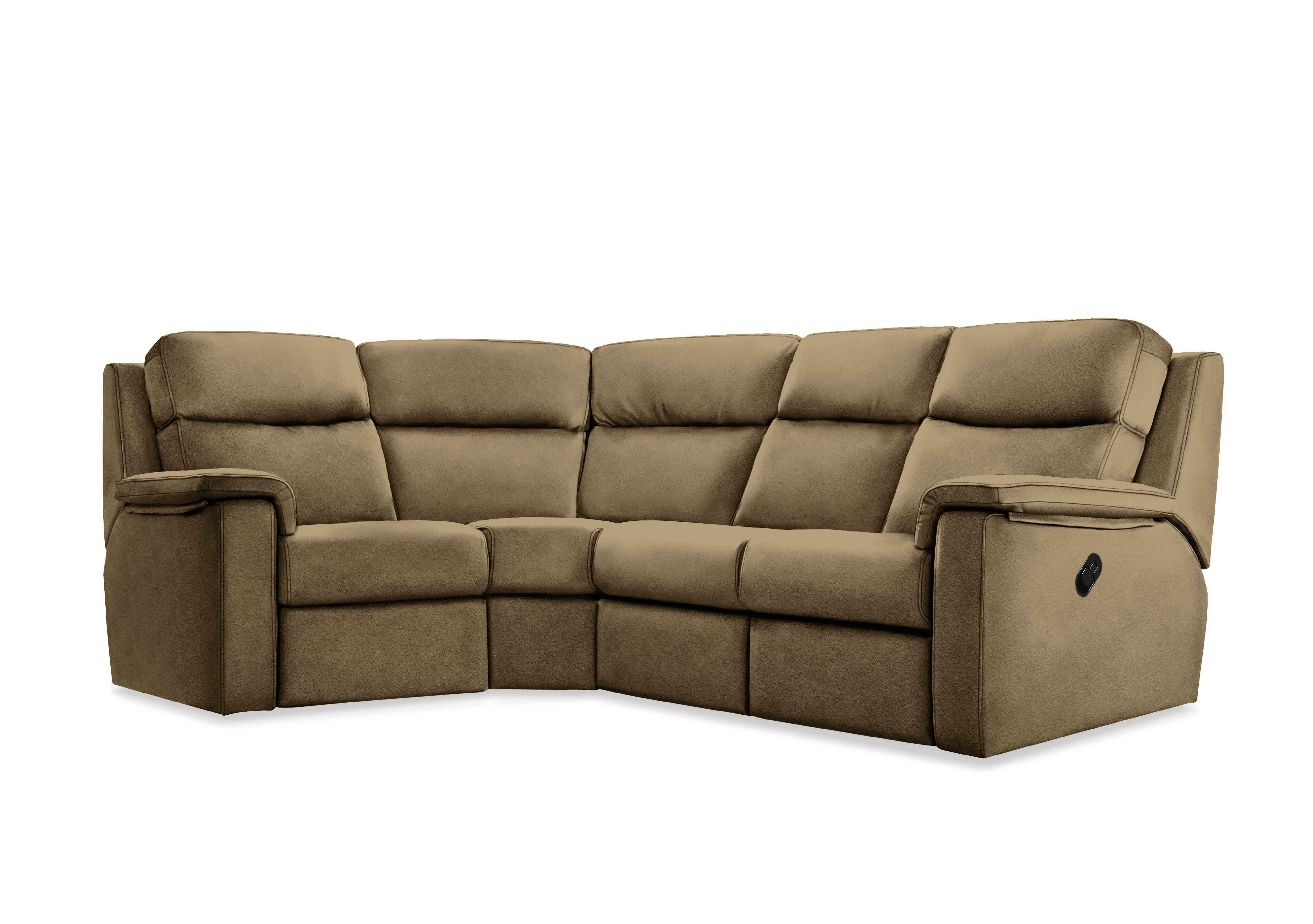 Thornbury Leather Manual Recliner Corner Sofa in P216 Capri Mushroom on Furniture Village