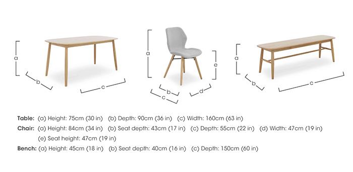 Stockholm Fixed Dining Table with 2 Upholstered Dining Chairs and a Dining Bench in  on Furniture Village