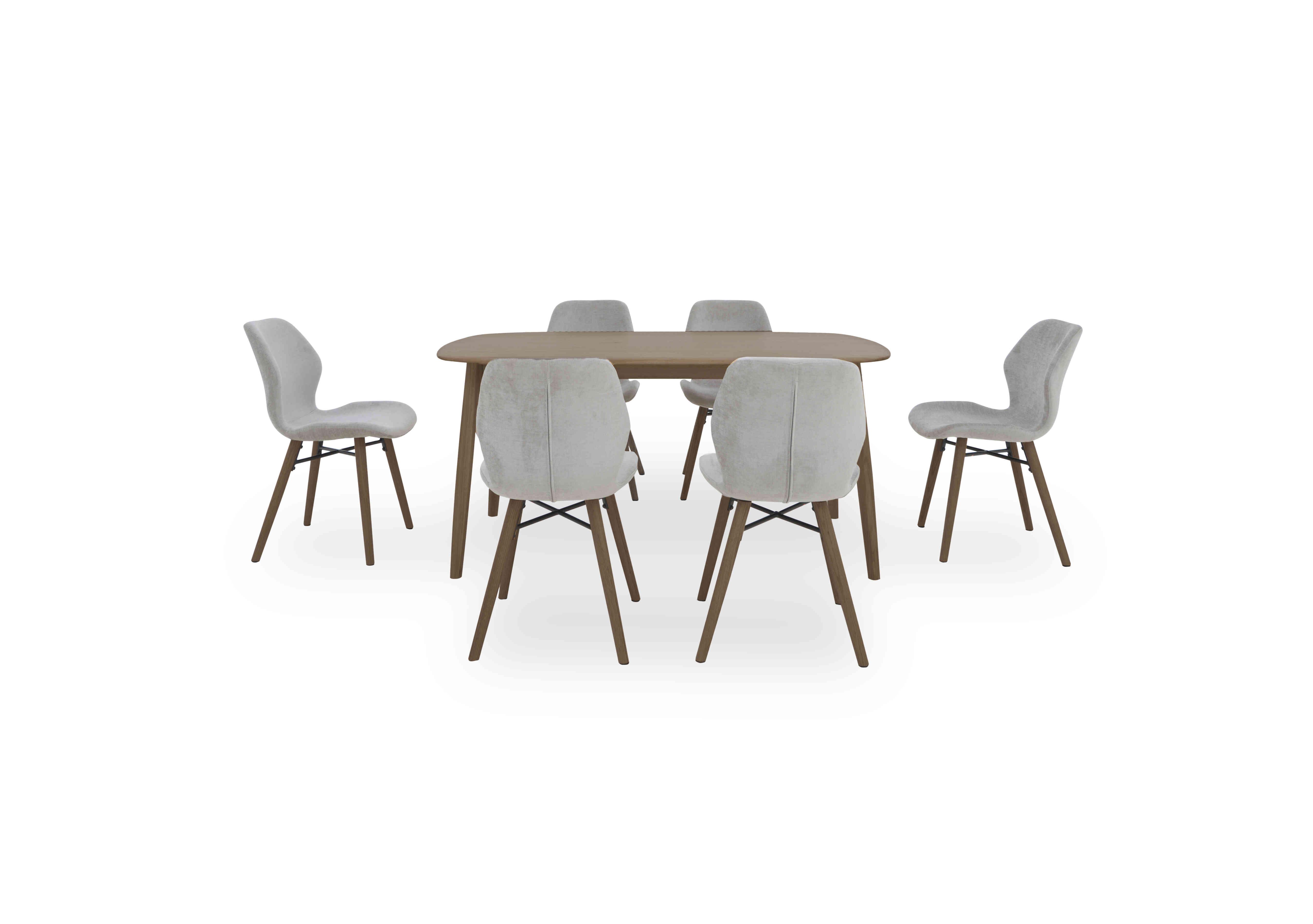 Stockholm Fixed Dining Table with 6 Upholstered Dining Chairs in Dark Oak on Furniture Village