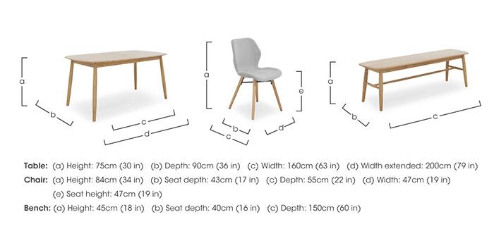 Stockholm Extending Dining Table with 2 Upholstered Dining Chairs and a Dining Bench in  on Furniture Village