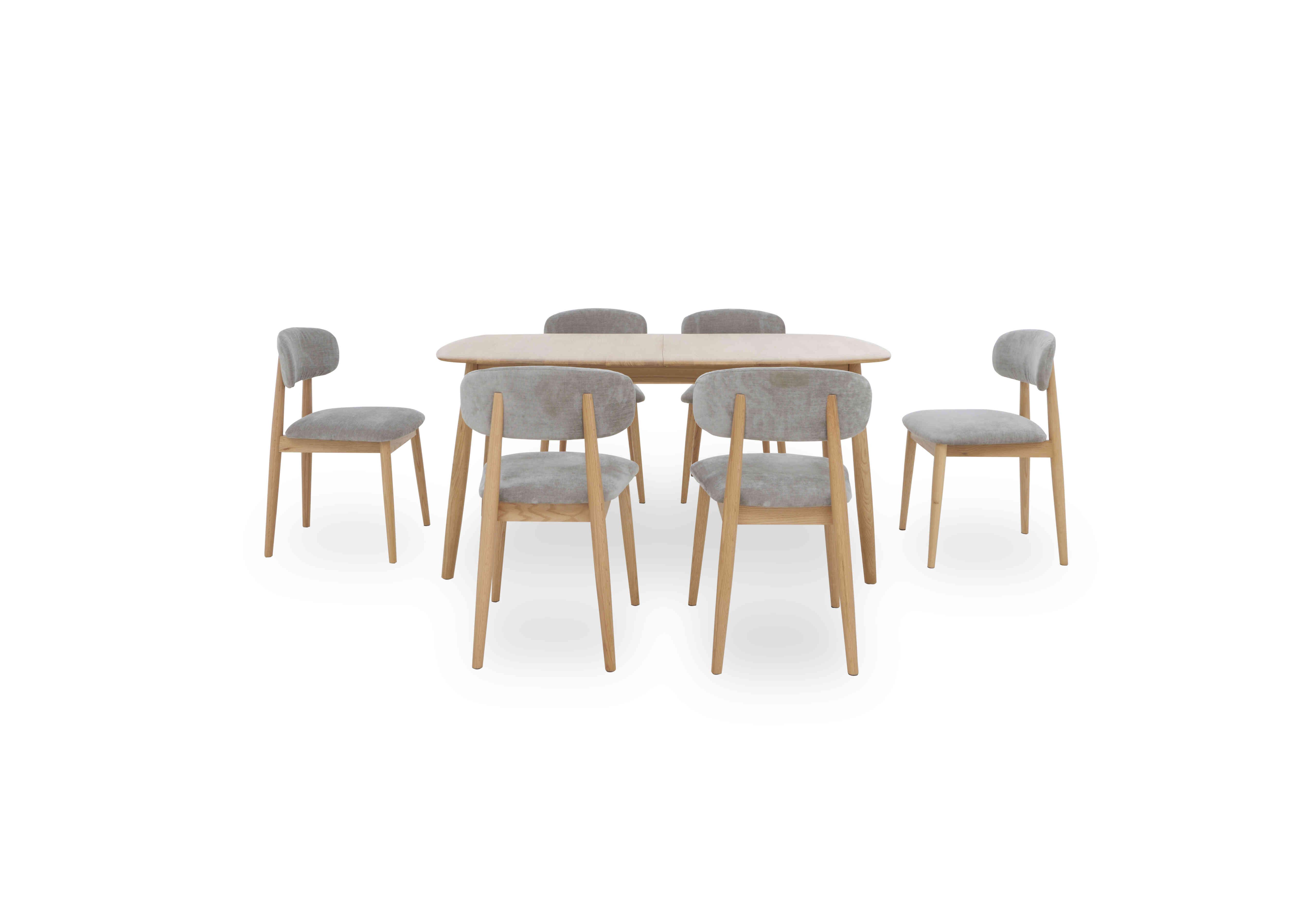 Stockholm Extending Dining Table with 6 Wooden Dining Chairs in Light Oak on Furniture Village